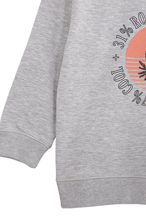 BOYS' GREY ORGANIC COTTON SWEATSHIRT, PALM TREE GRAPHIC 4