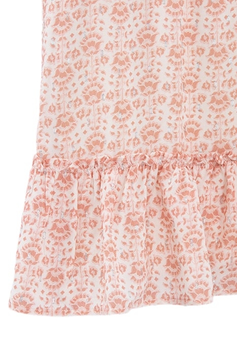 GIRLS’ ECRU DRESS, FLOWERY PRINT WITH SILVER THREADS 4