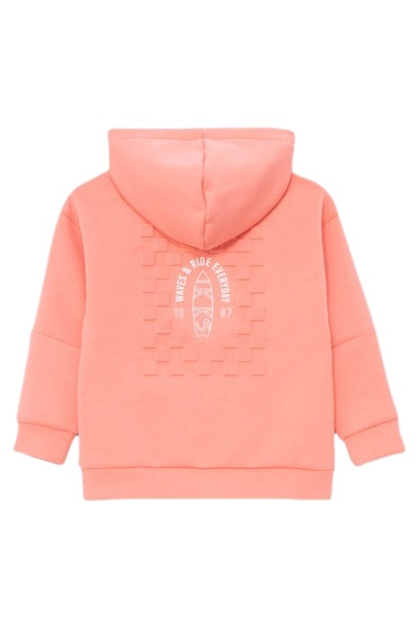 BOYS’ NEON ORANGE CARDIGAN, EMBOSSED CHECKERBOARD ON BACK 2