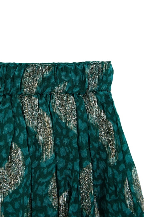 GIRLS’ GREEN SHORT SKIRT WITH SPARKLING PEACOCK PRINT 3