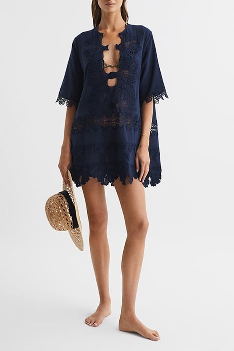 ETTA-EMRBOIDERED KAFTAN NAVY 2