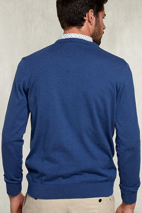 BASIC V-NECK PULLOVER DEEP BLUE MIX BLUE 2