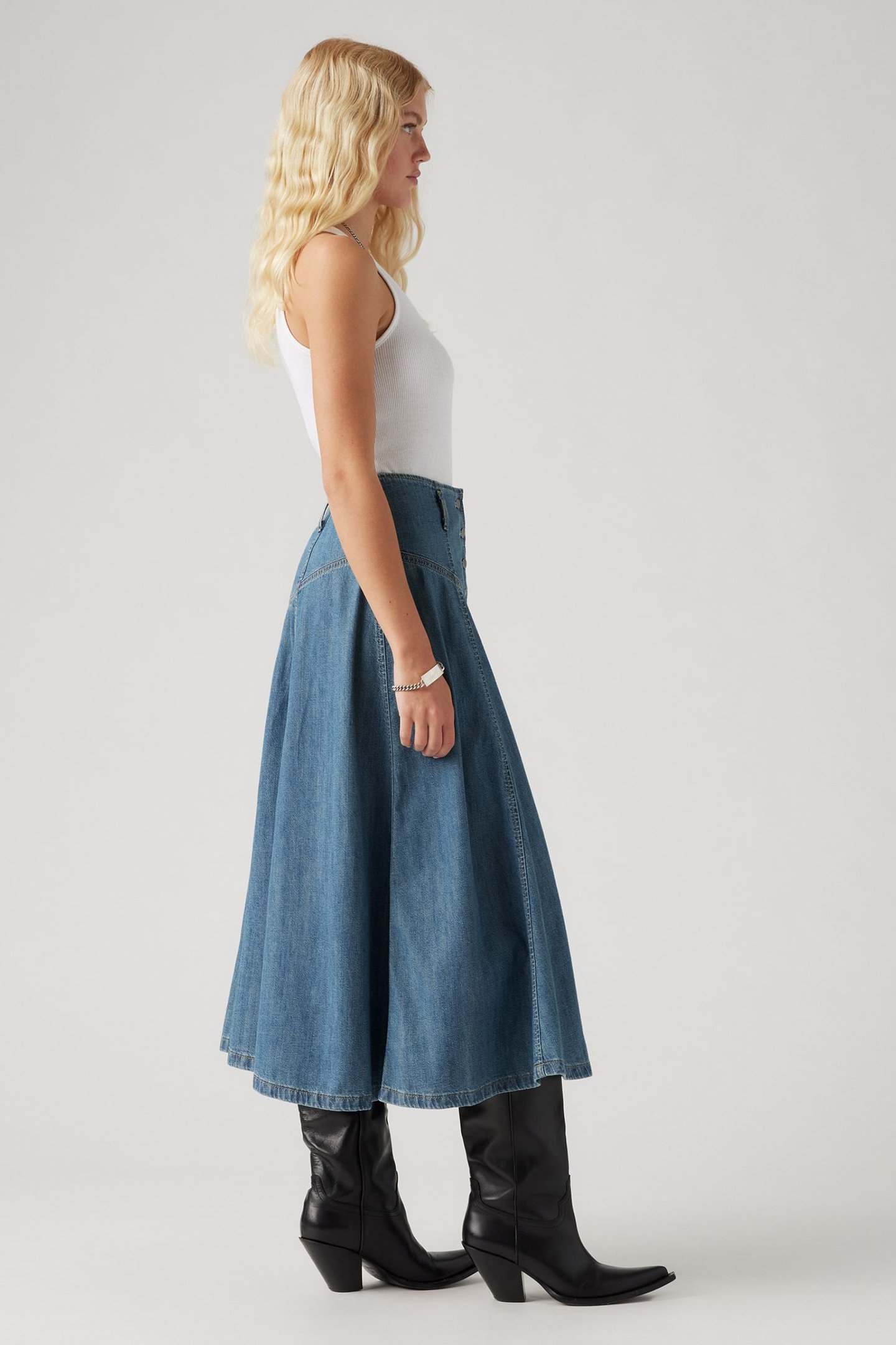 BUTTON-FRONT CIRCLE LIGHTWEIGHT SKIRT 5