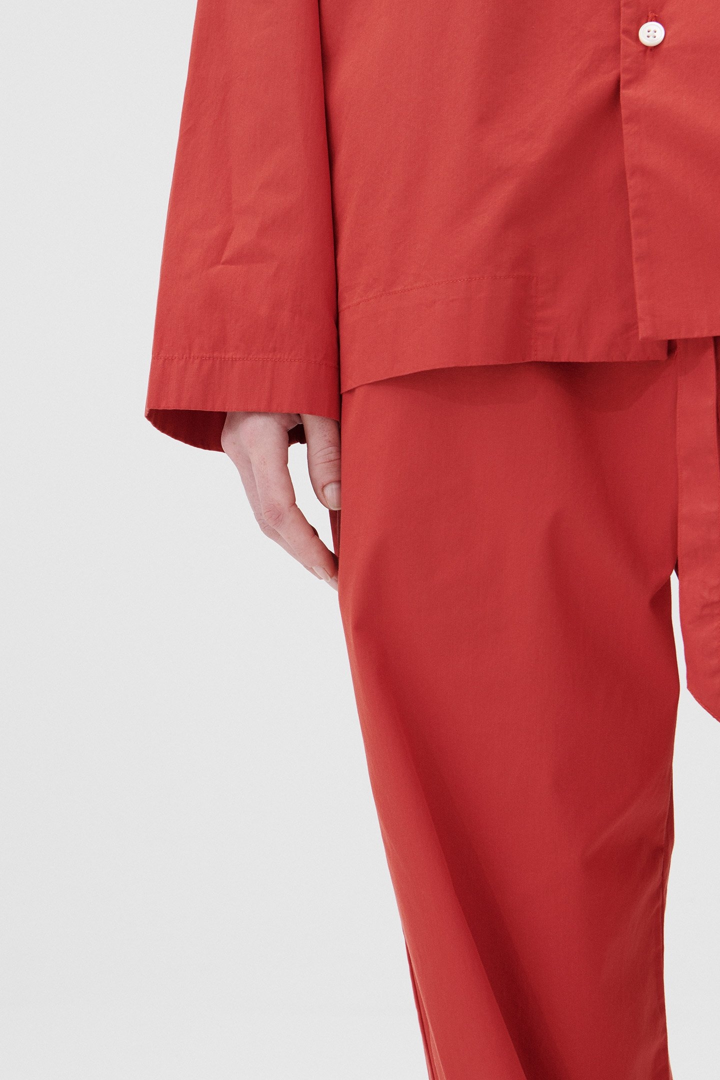 UNISEX POPLIN, PYJAMAS SHIRT RED 2