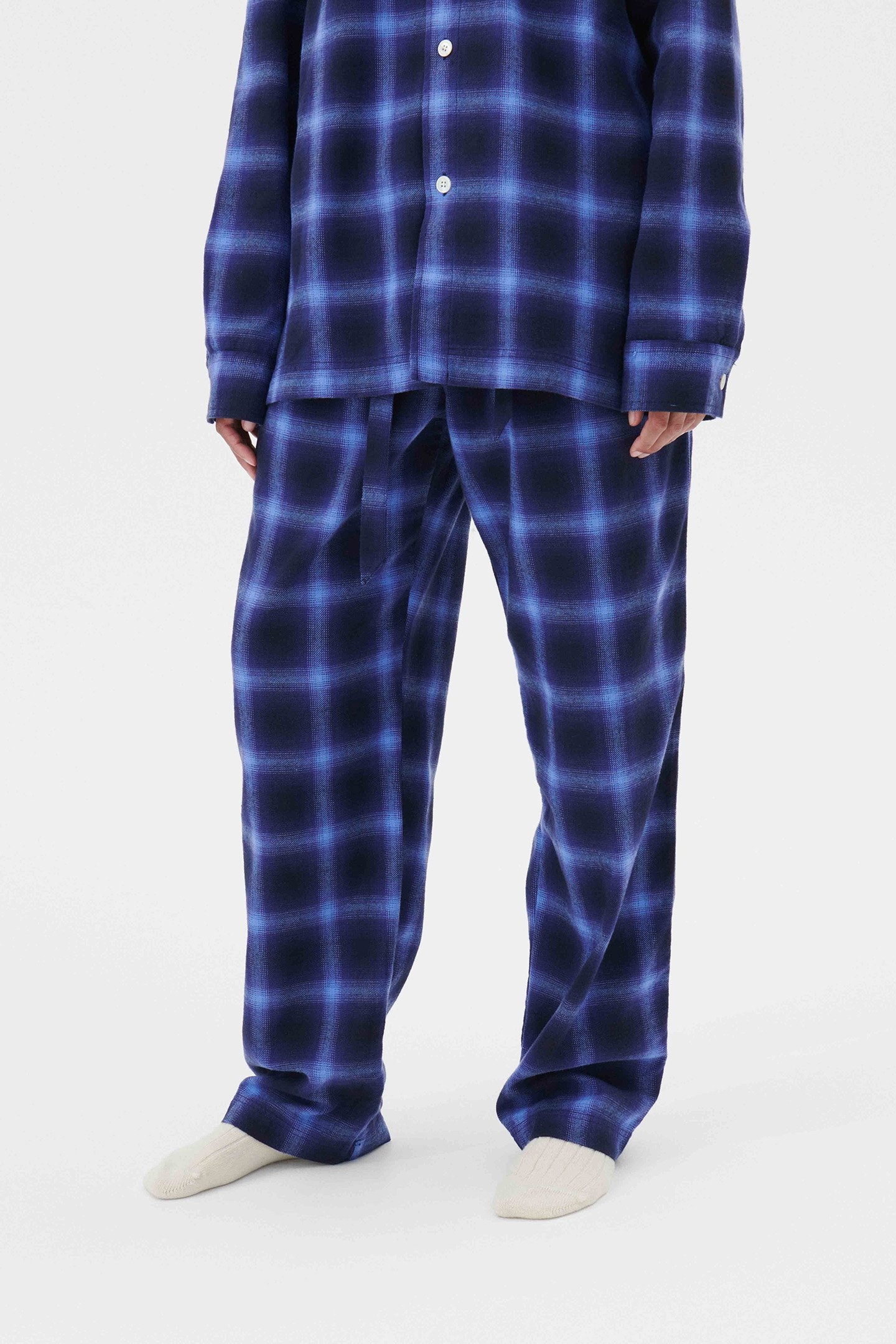 UNISEX FLANNEL, PYJAMAS PANTS DARK BLUE PLAID 1