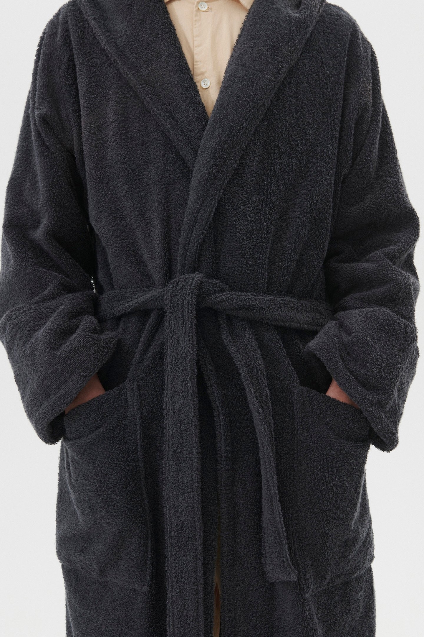 UNISEX HOODED BATHROBE ASH BLACK 1