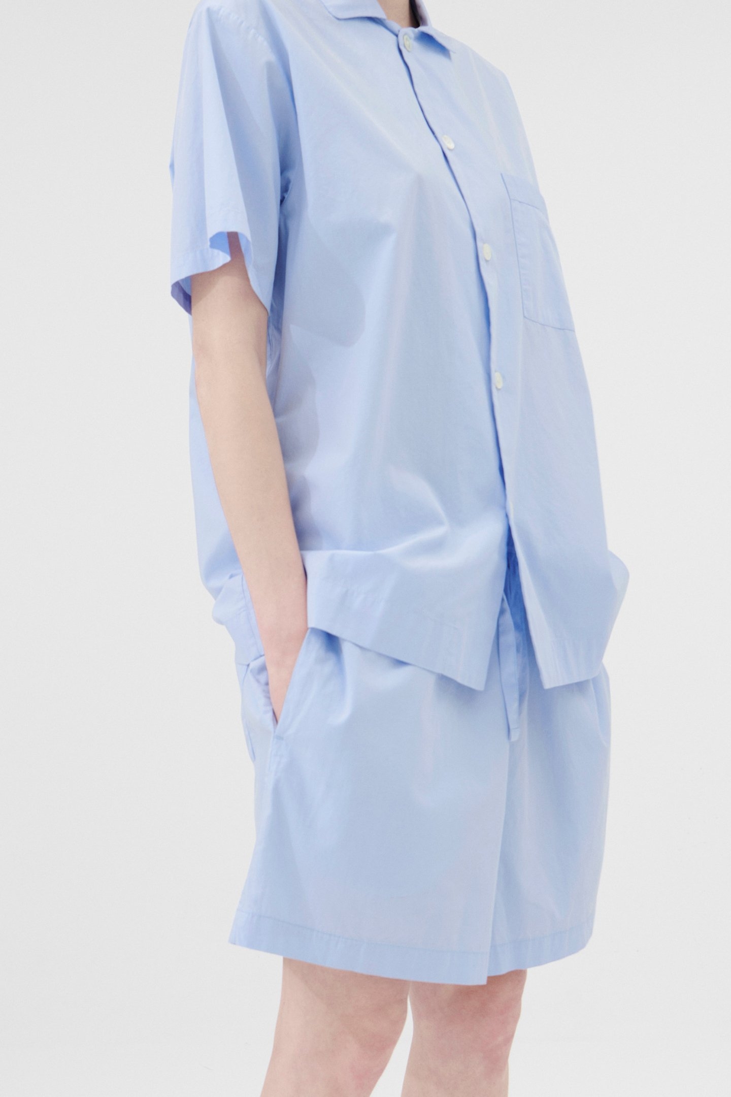 UNISEX POPLIN, SHORT SLEEVE SHIRT SHIRT BLUE 1