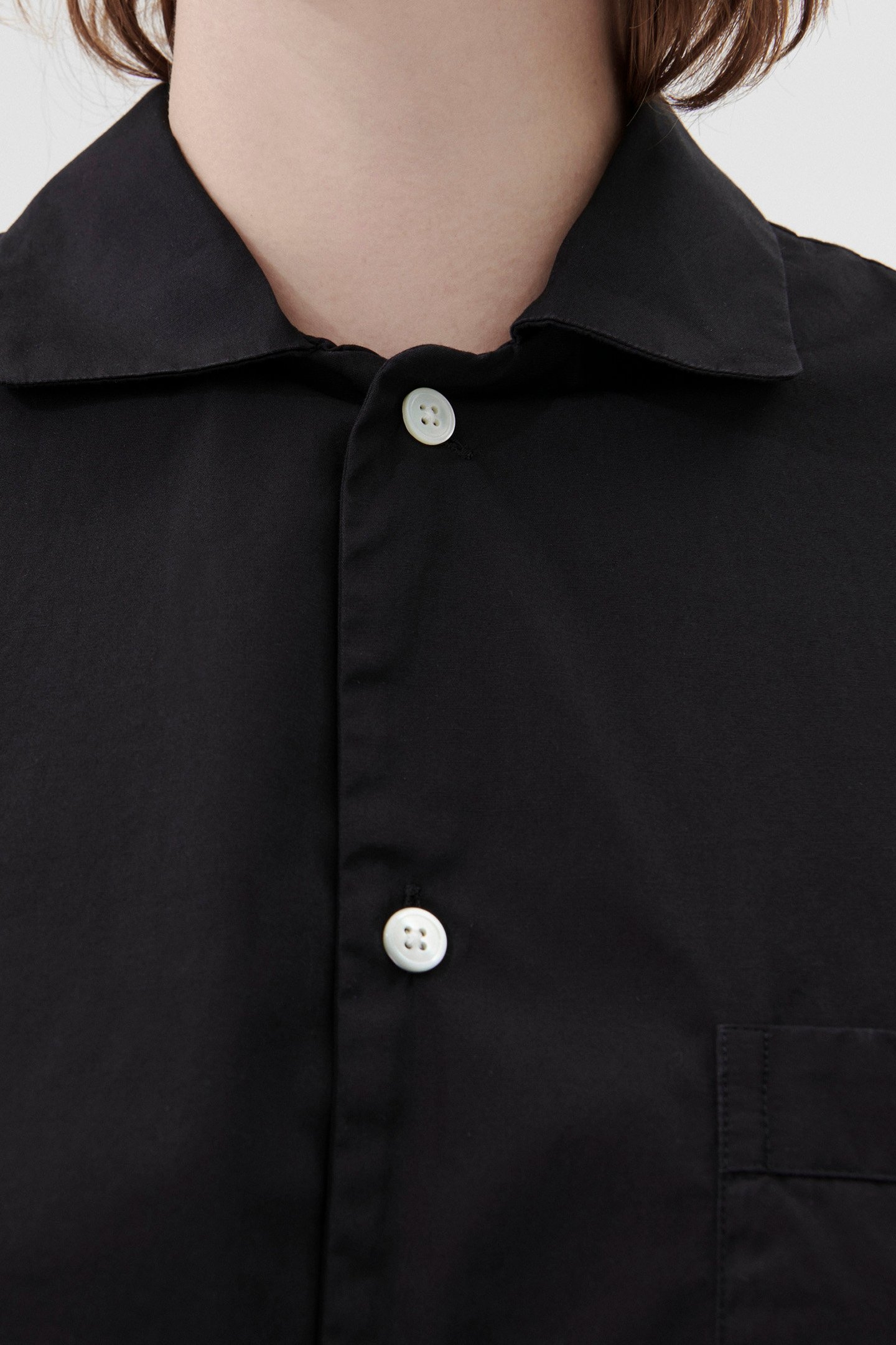 UNISEX POPLIN, PYJAMAS SHIRT BLACK 2