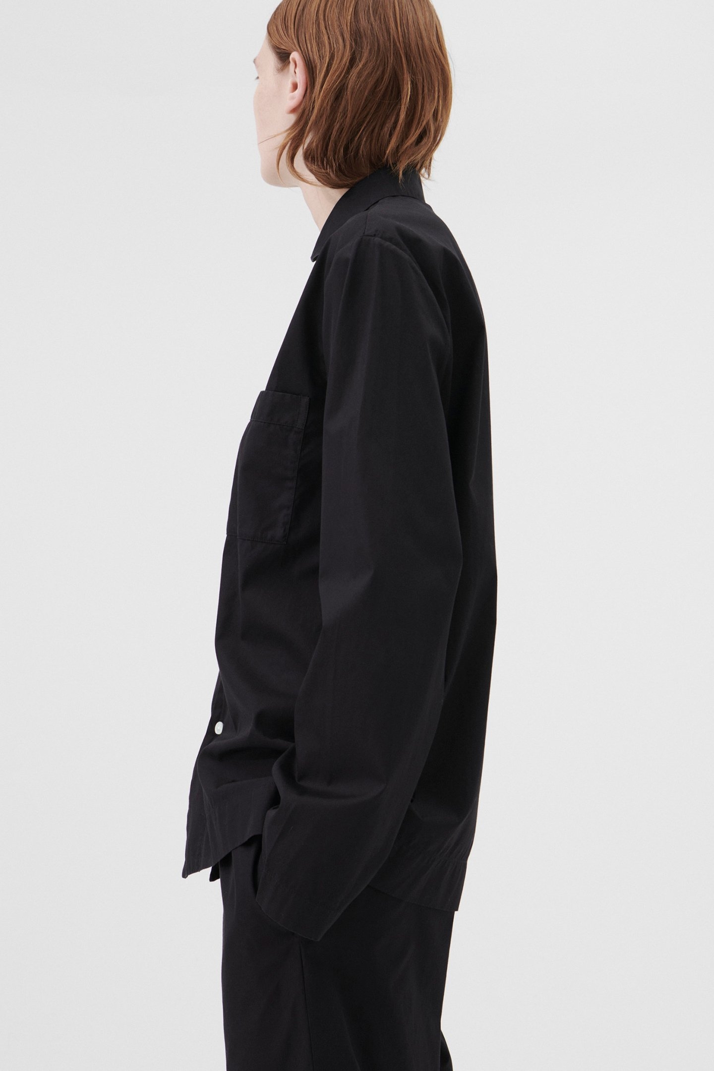 UNISEX POPLIN, PYJAMAS SHIRT BLACK 1