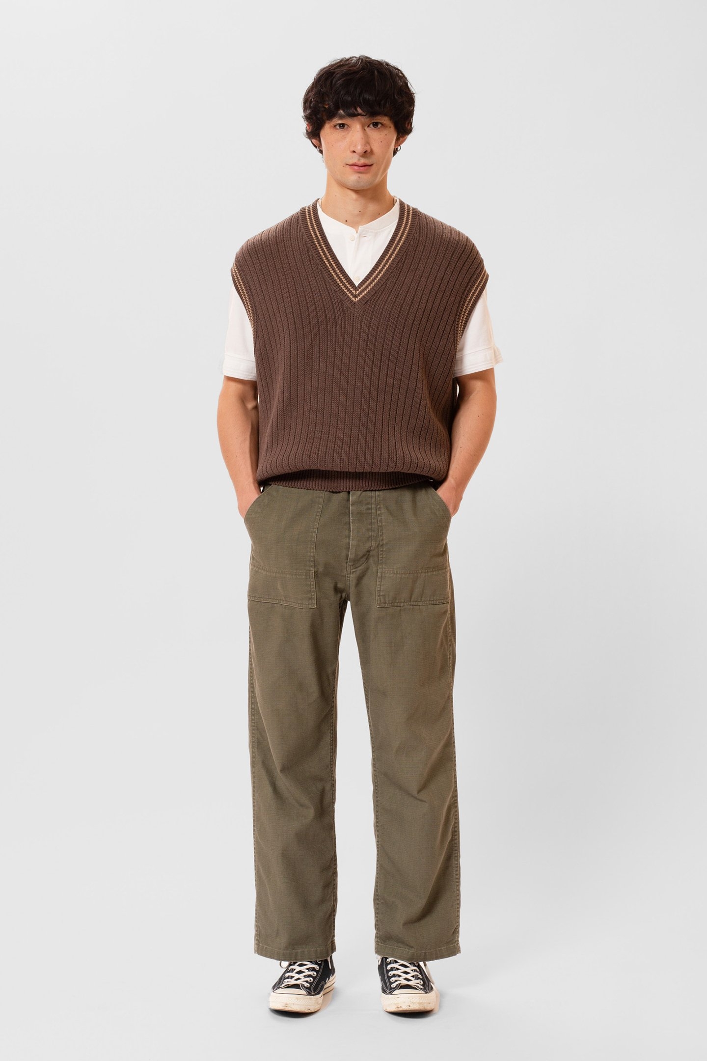 SVERRE KNITTED VEST BROWNMELANGE 1