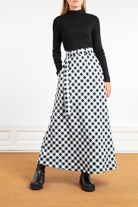 SKIRT CHECK BIAS BLACK/ECRU 2