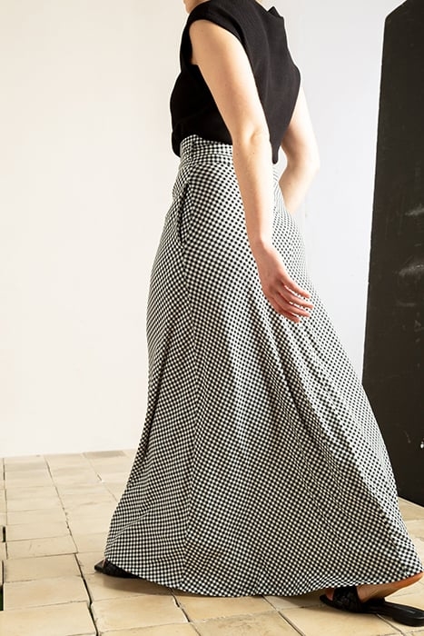 SKIRT TARTAN LONG SKIRT BLACK/ECRU 2