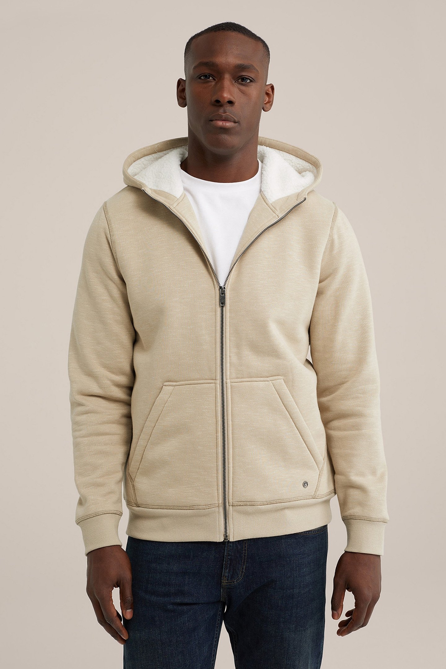 CARDIGAN WITH ZIPPER BEIGE 1