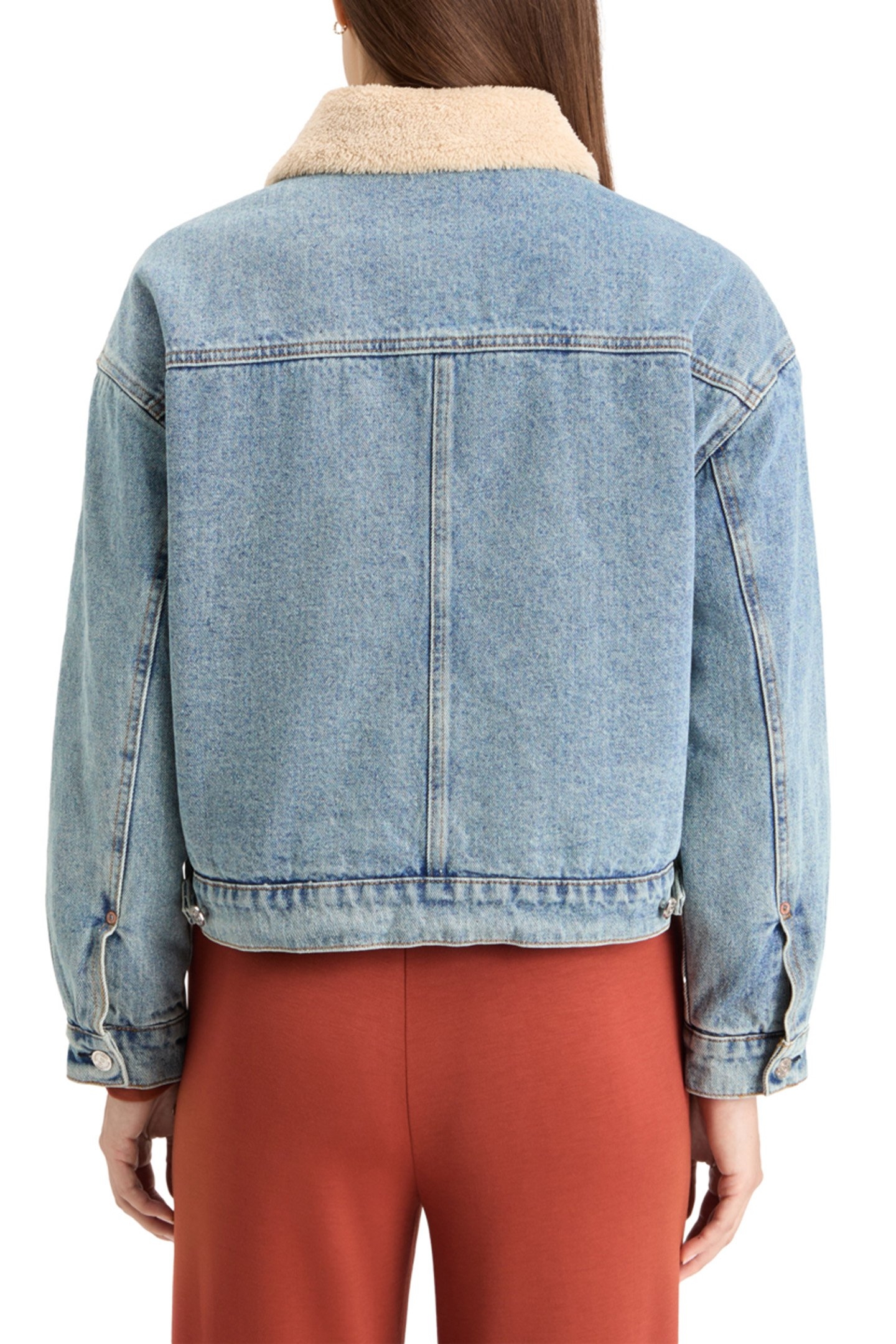WASHED DENIM JACKET WITH SHERPA DETAILS WASHED INDIGO 2