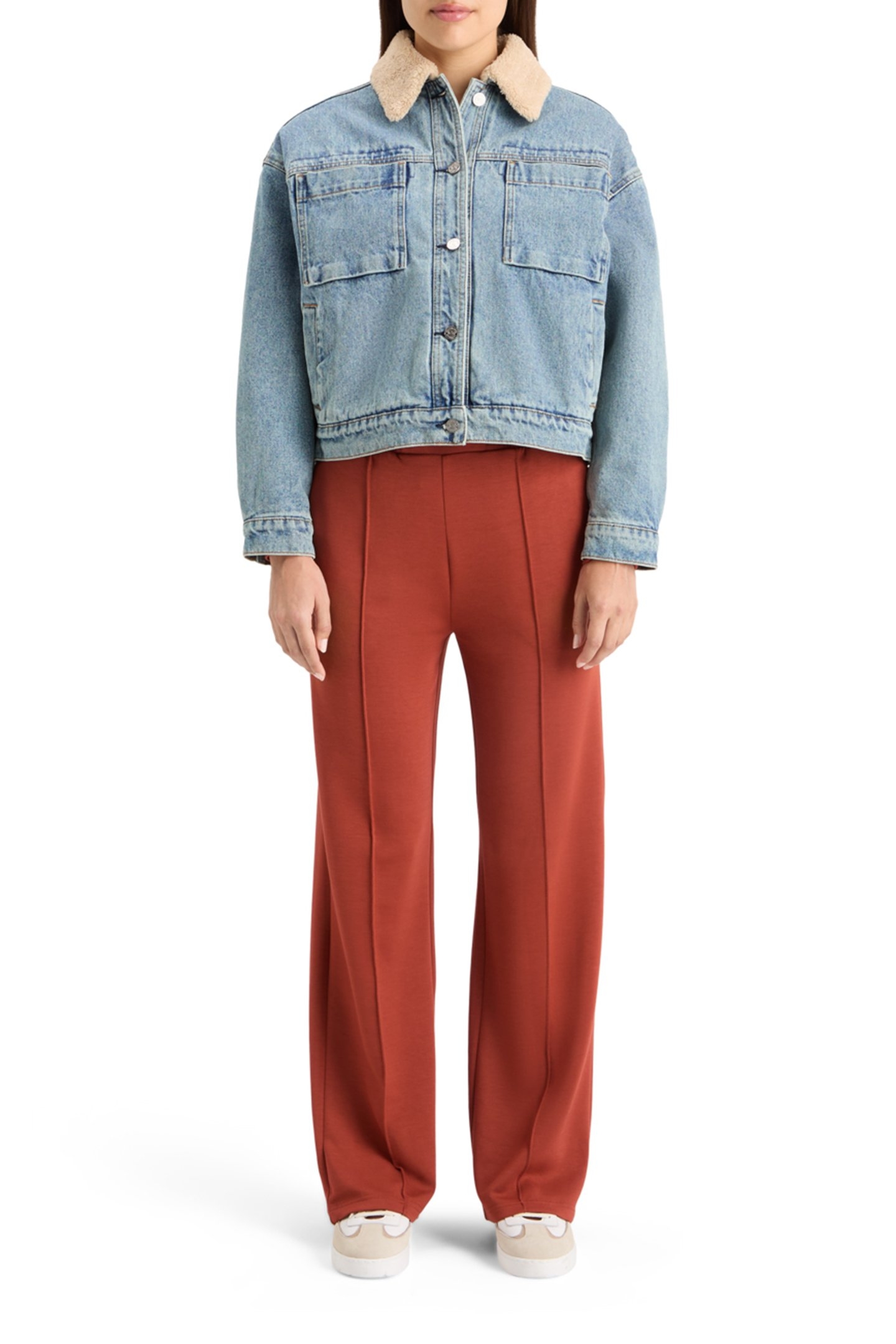 WASHED DENIM JACKET WITH SHERPA DETAILS WASHED INDIGO 3