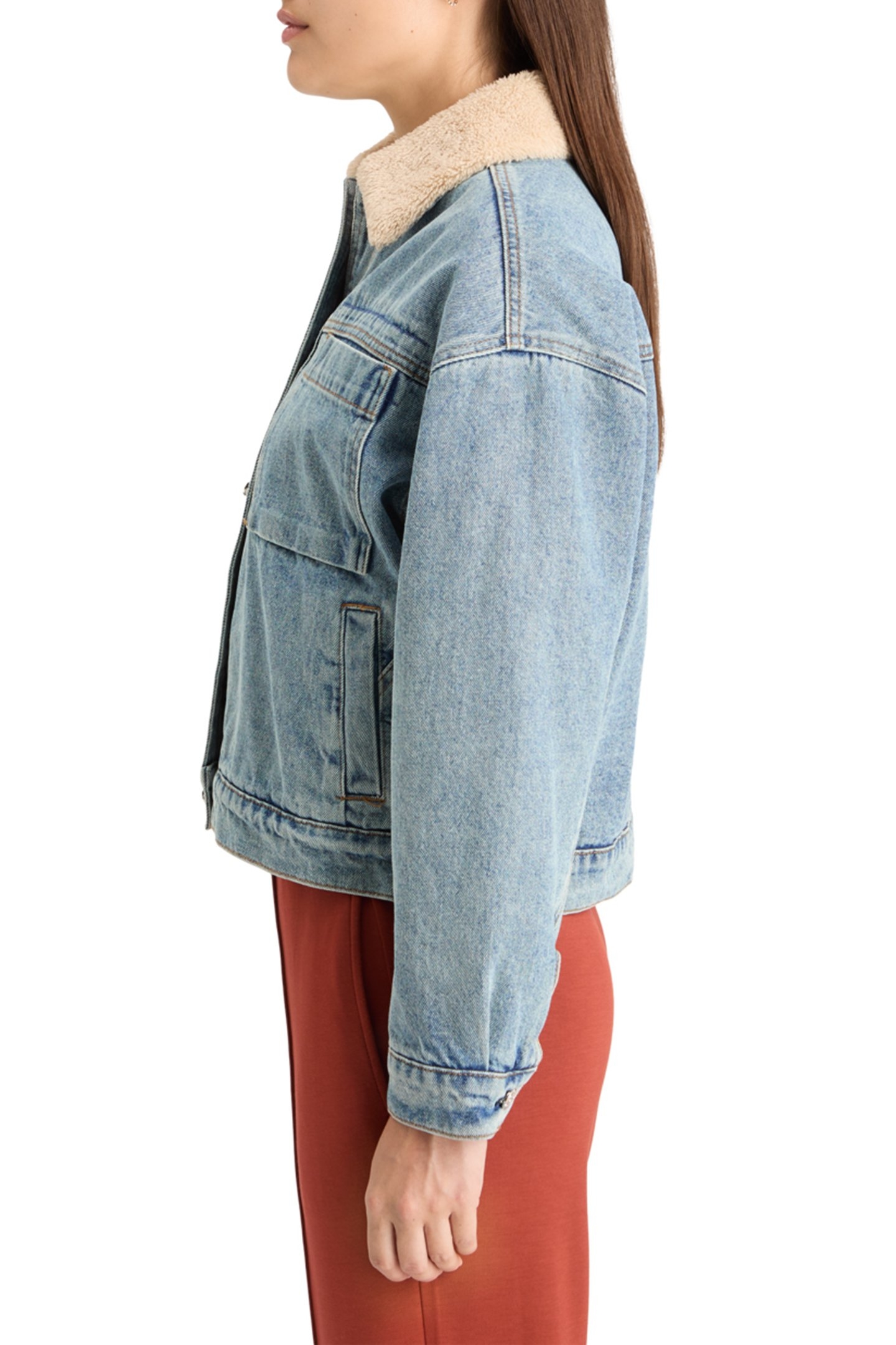 WASHED DENIM JACKET WITH SHERPA DETAILS WASHED INDIGO 7