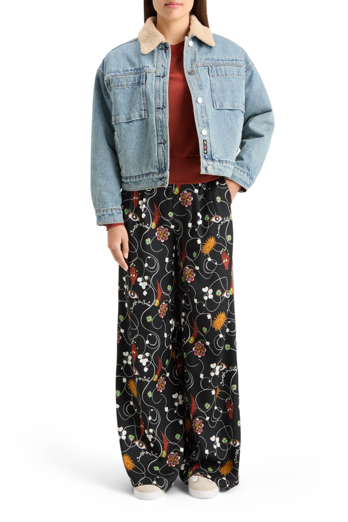 WASHED DENIM JACKET WITH SHERPA DETAILS WASHED INDIGO 6