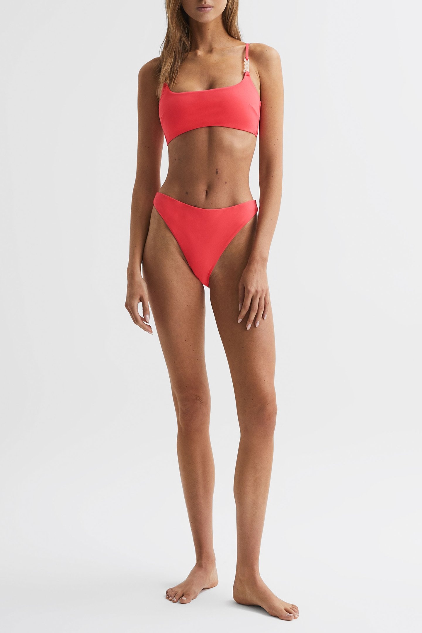 SQUARE NECK BIKINI TOP CORAL 3