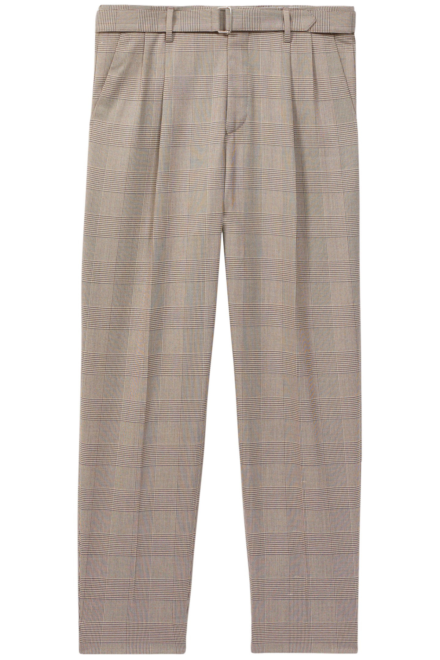 PRICE OF WALES CHECK SELF TIE BELTED TROUSER BROWN 4