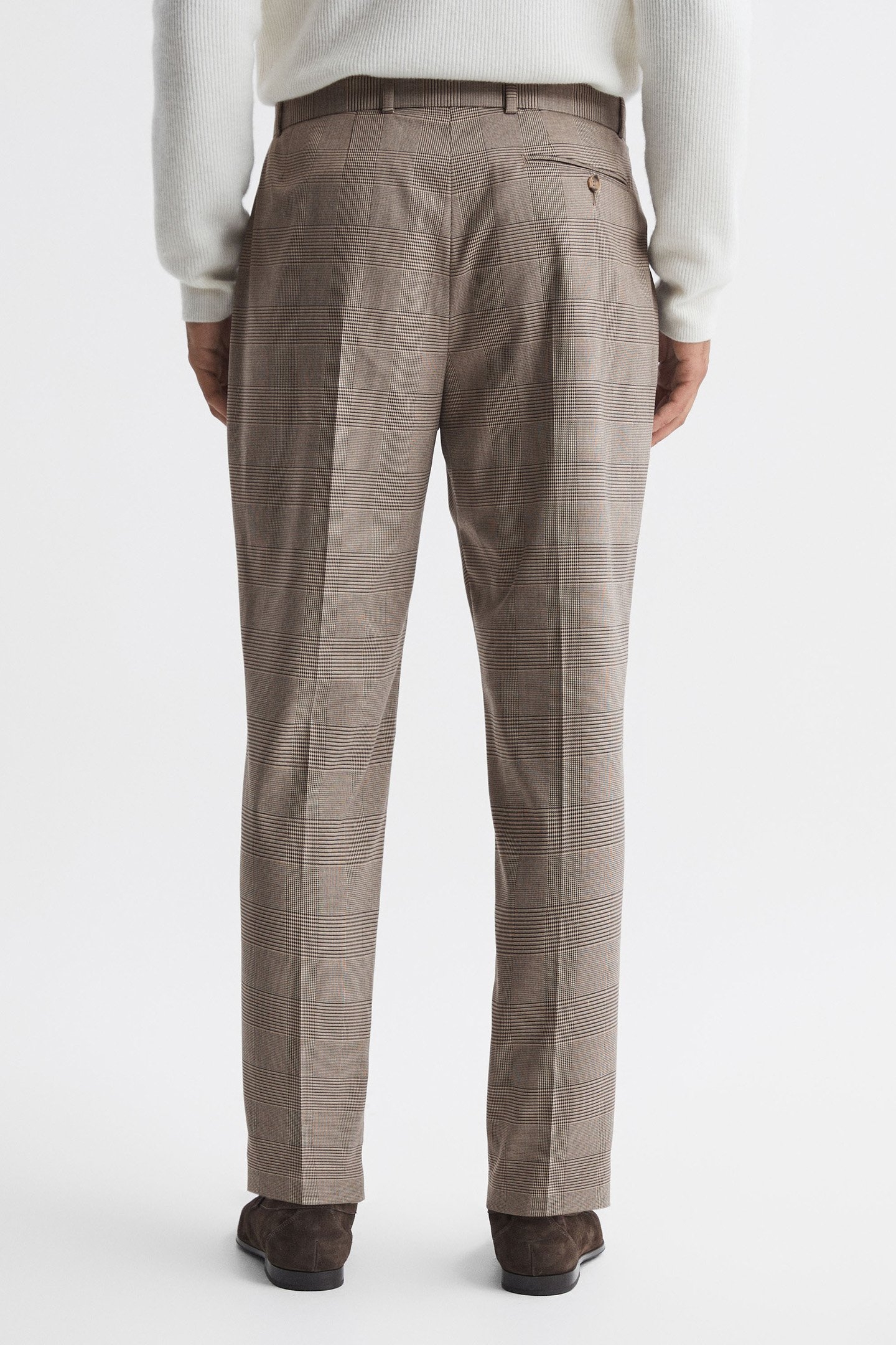PRICE OF WALES CHECK SELF TIE BELTED TROUSER BROWN 2