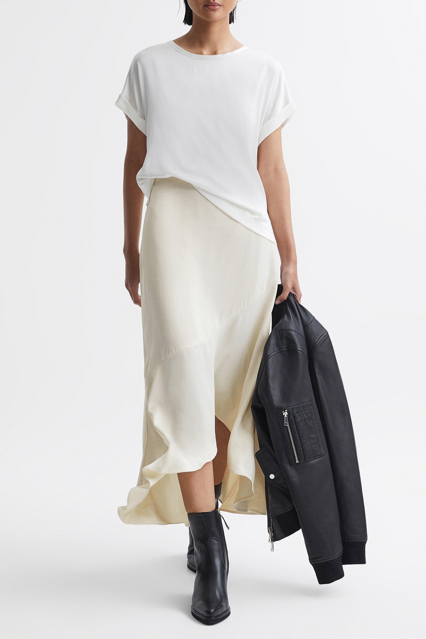 ASYMMETRIC SLIP SKIRT IVORY 3