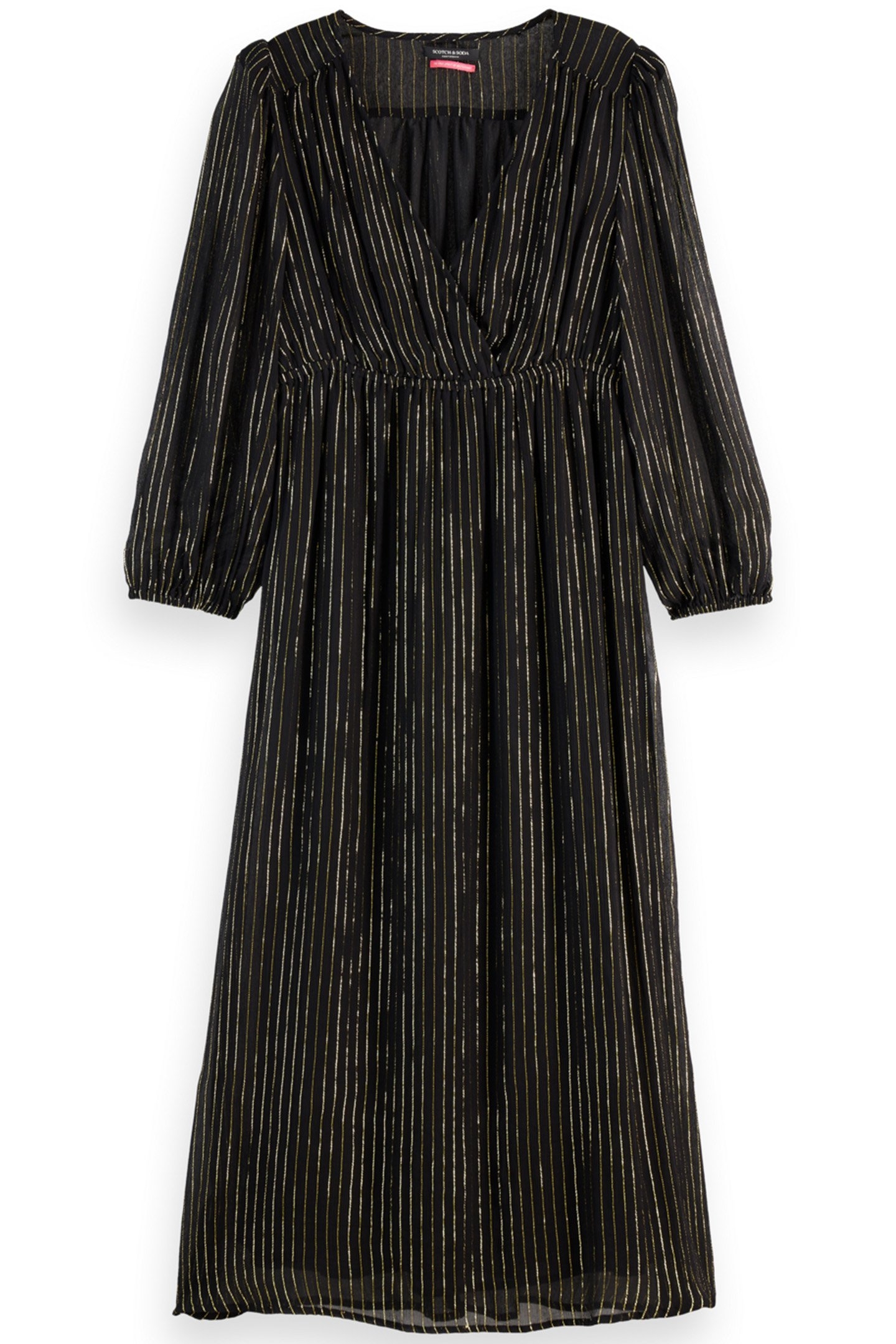 MIDI DRESS WITH LUREX AND PUFF SLEEVE EVENING BLACK 1