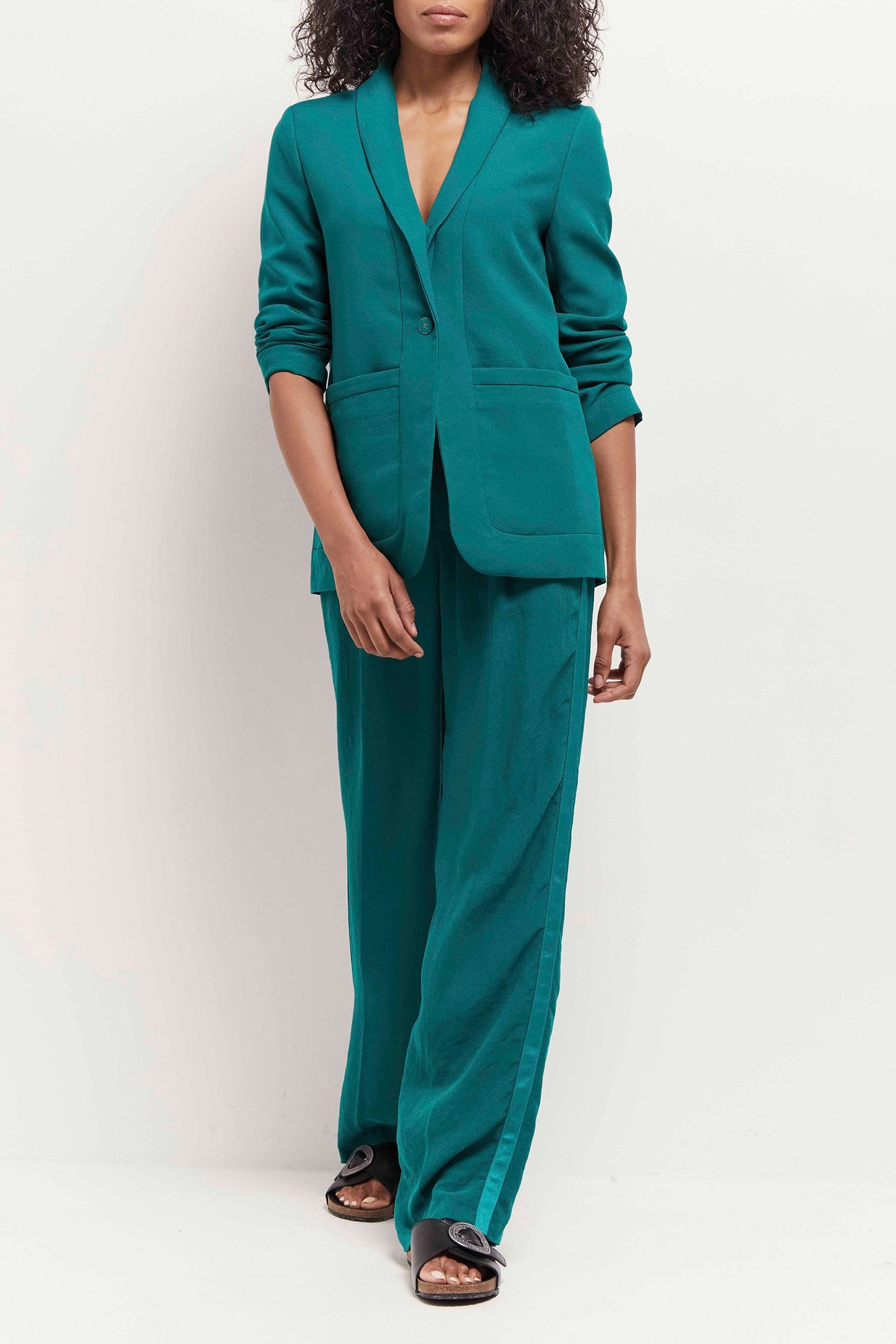 VARA - JUNGLE GREEN SUIT JACKET IN RECYCLED POLYESTER GREEN 1