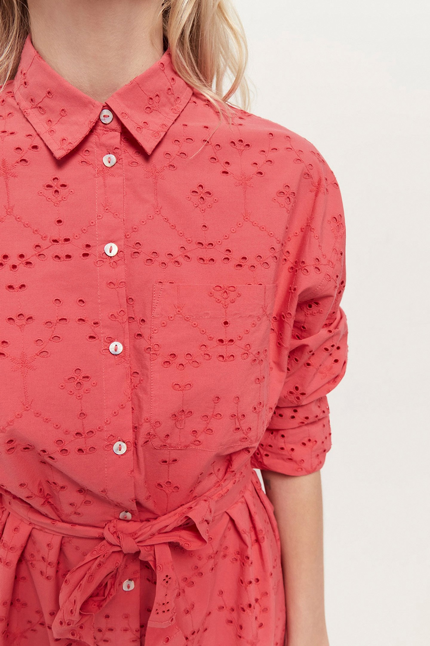 ROMEA - HIBISCUS SHIRT DRESS IN BRODERIE ANGLAISE HIBISCUS 5