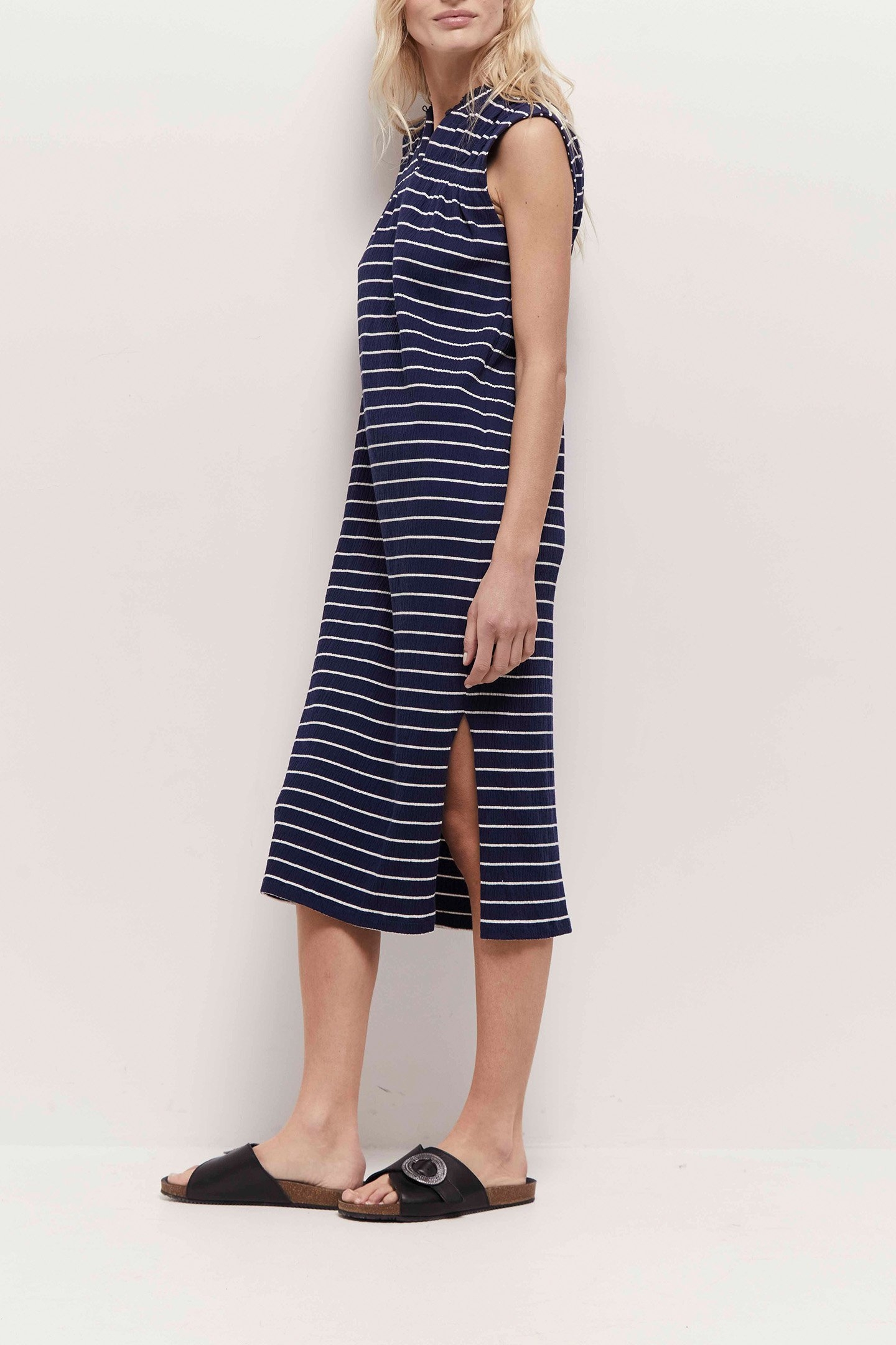ROMY - OFF WHITE STRIPES ESTATE BLUE SAILOR DRESS ESTATE BLU 2