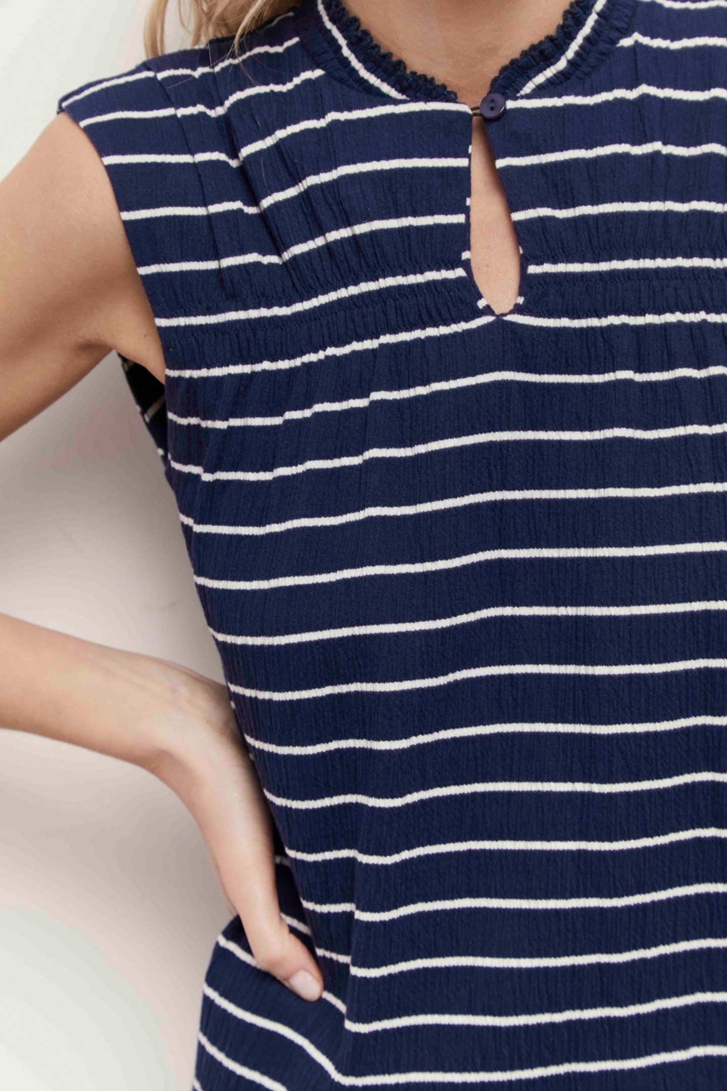 ROMY - OFF WHITE STRIPES ESTATE BLUE SAILOR DRESS ESTATE BLU 4