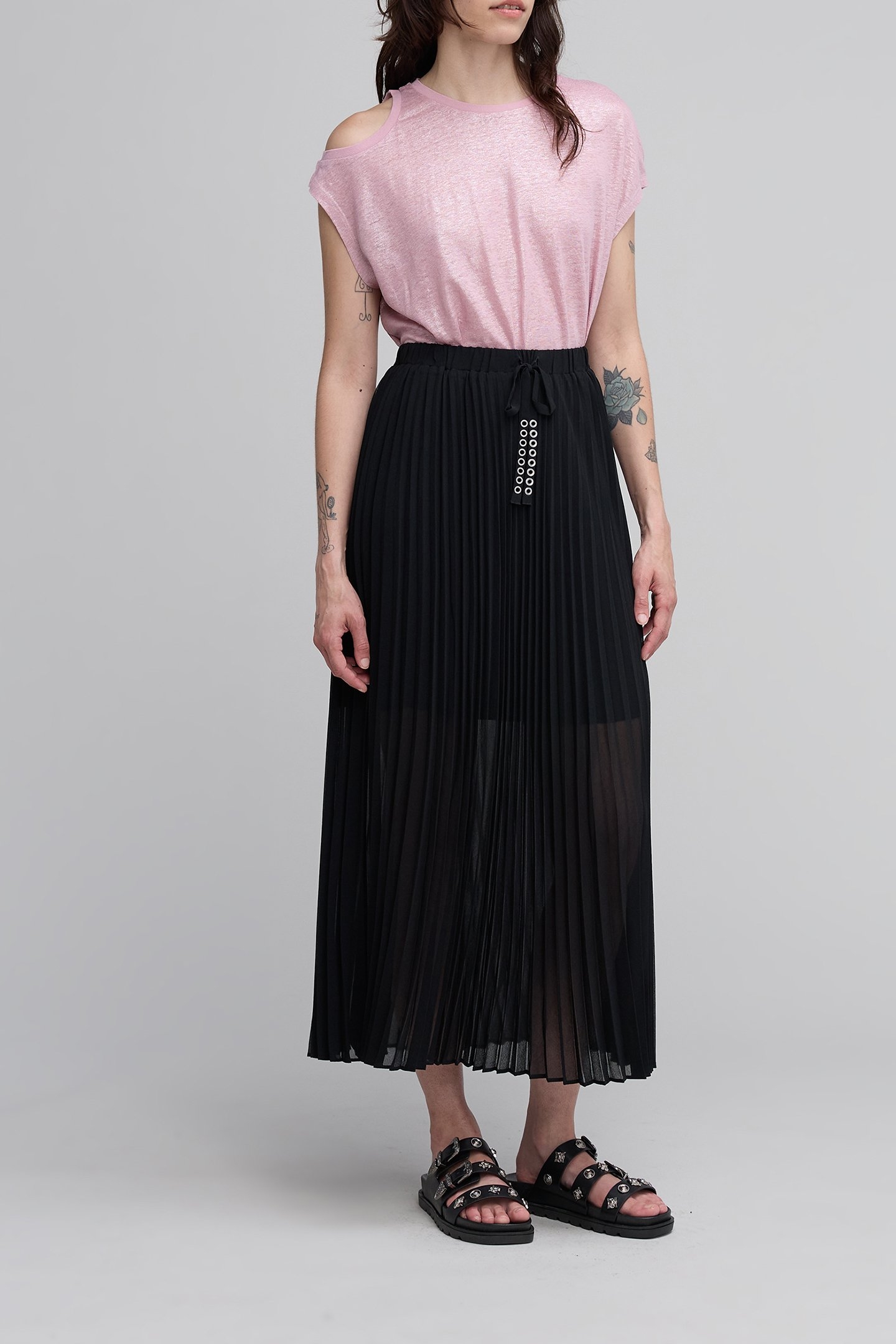 PINK GLITTERY SOFT LINEN T-SHIRT, SHOULDER SEAM 3