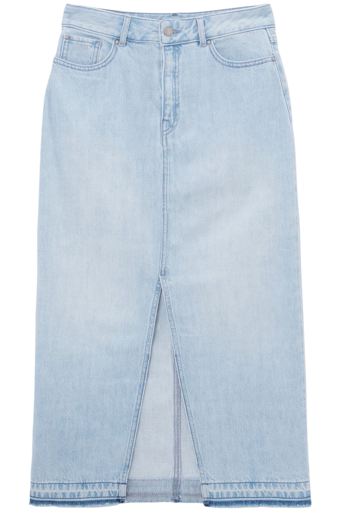LIGHT BLUE ORGANIC COTTON DENIM MIDI SKIRT 4