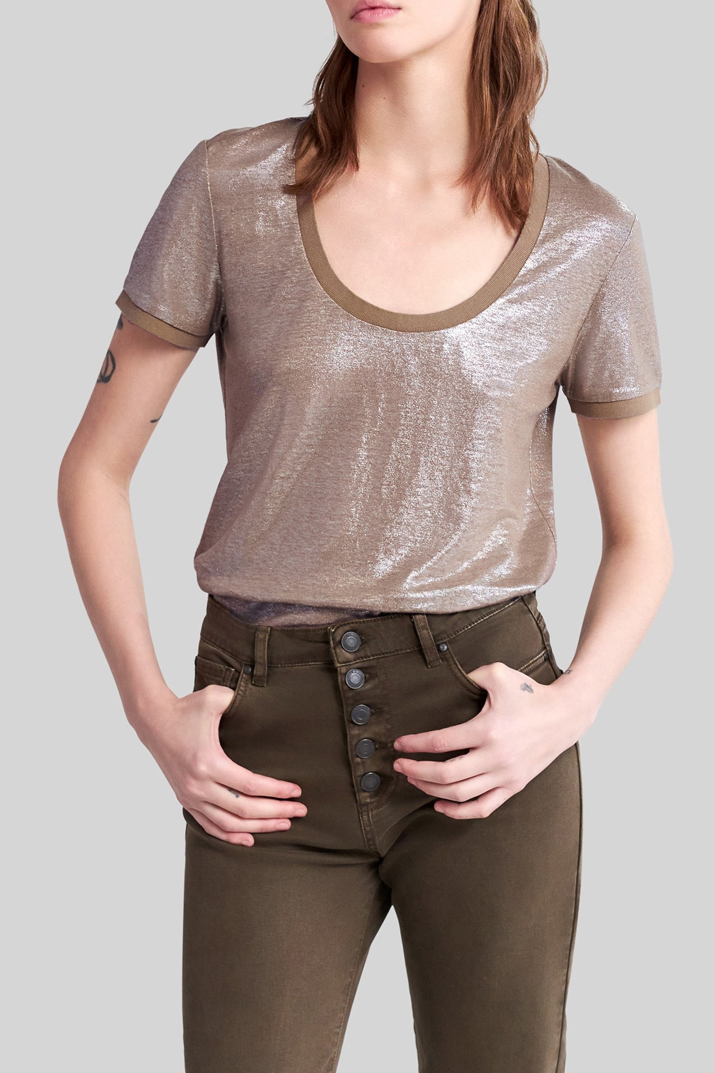 SESAME GLITTERY SOFT LINEN T-SHIRT 1