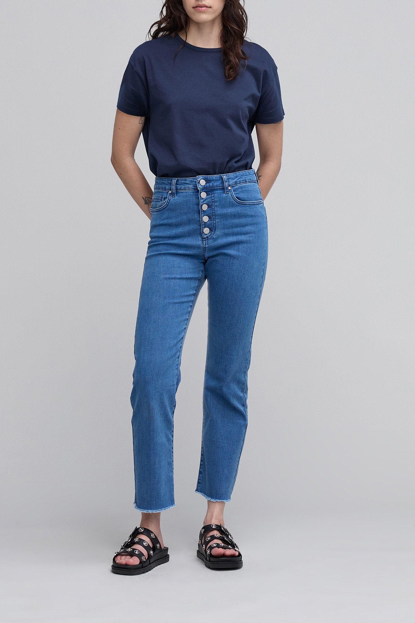 NAVY BLUE KNOTTED ORGANIC COTTON T-SHIRT 3