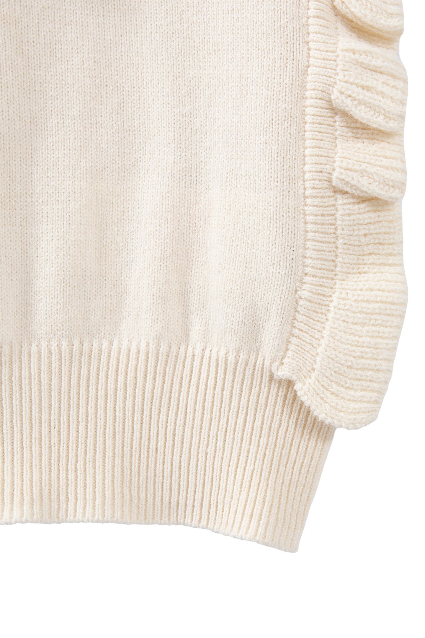 GIRLS' ECRU KNIT RUFFLED SLEEVELESS SWEATER 5