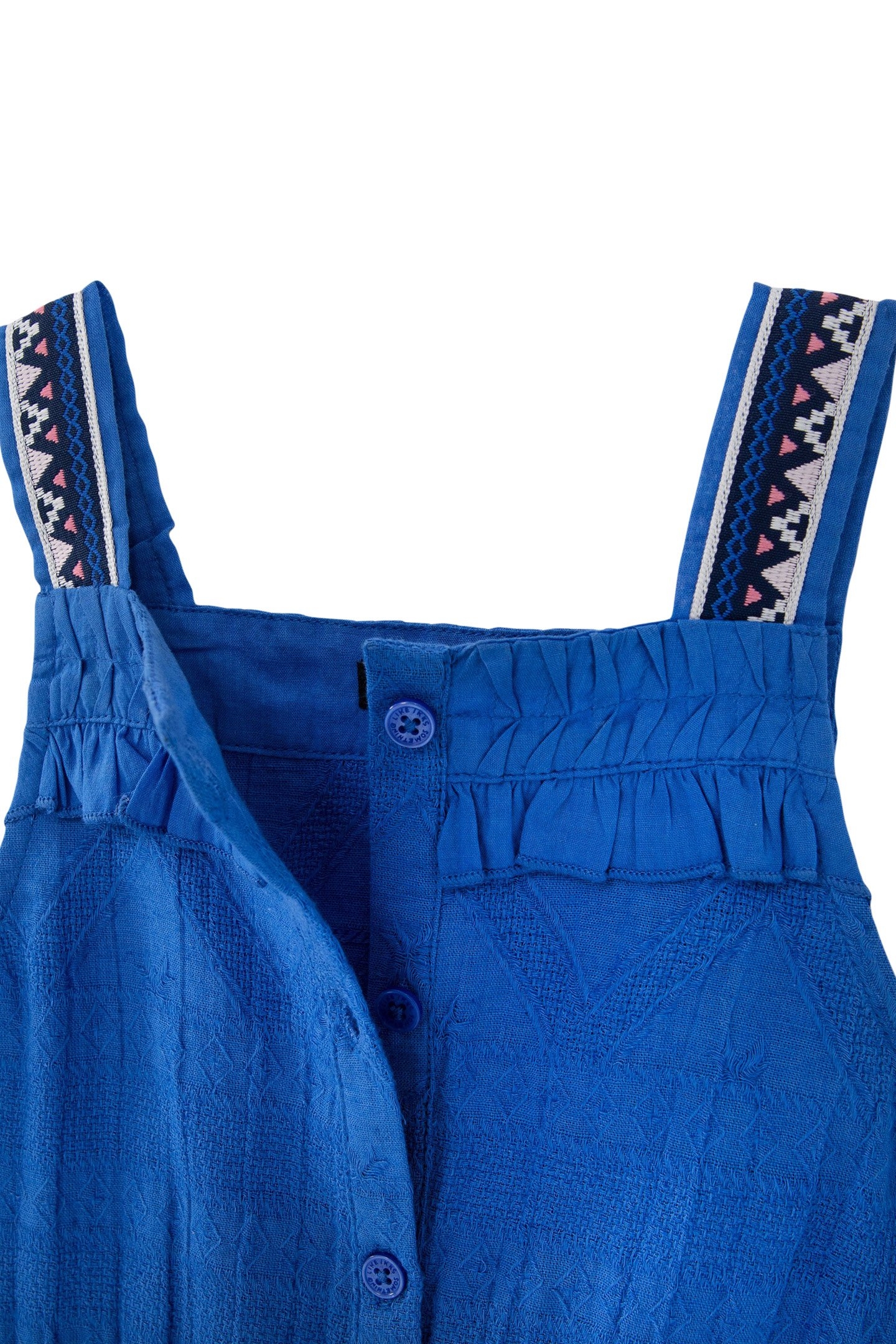 GIRLS' BLUE JACQUARD CAMISOLE WITH EMBROIDERED STRAPS 3