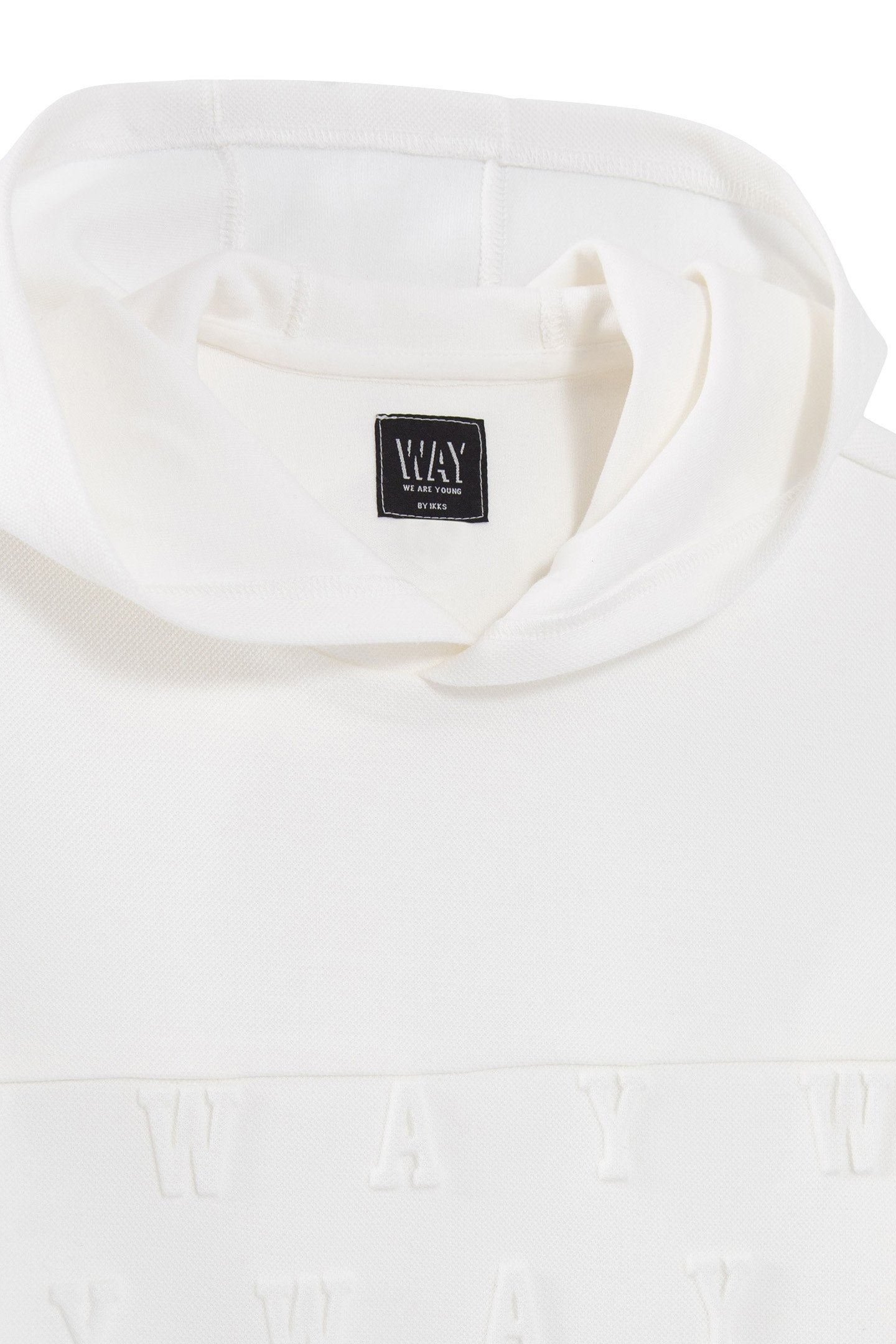 BOYS' OFF-WHITE PIQUE HOODIE WITH EMBOSSED LOGO 3