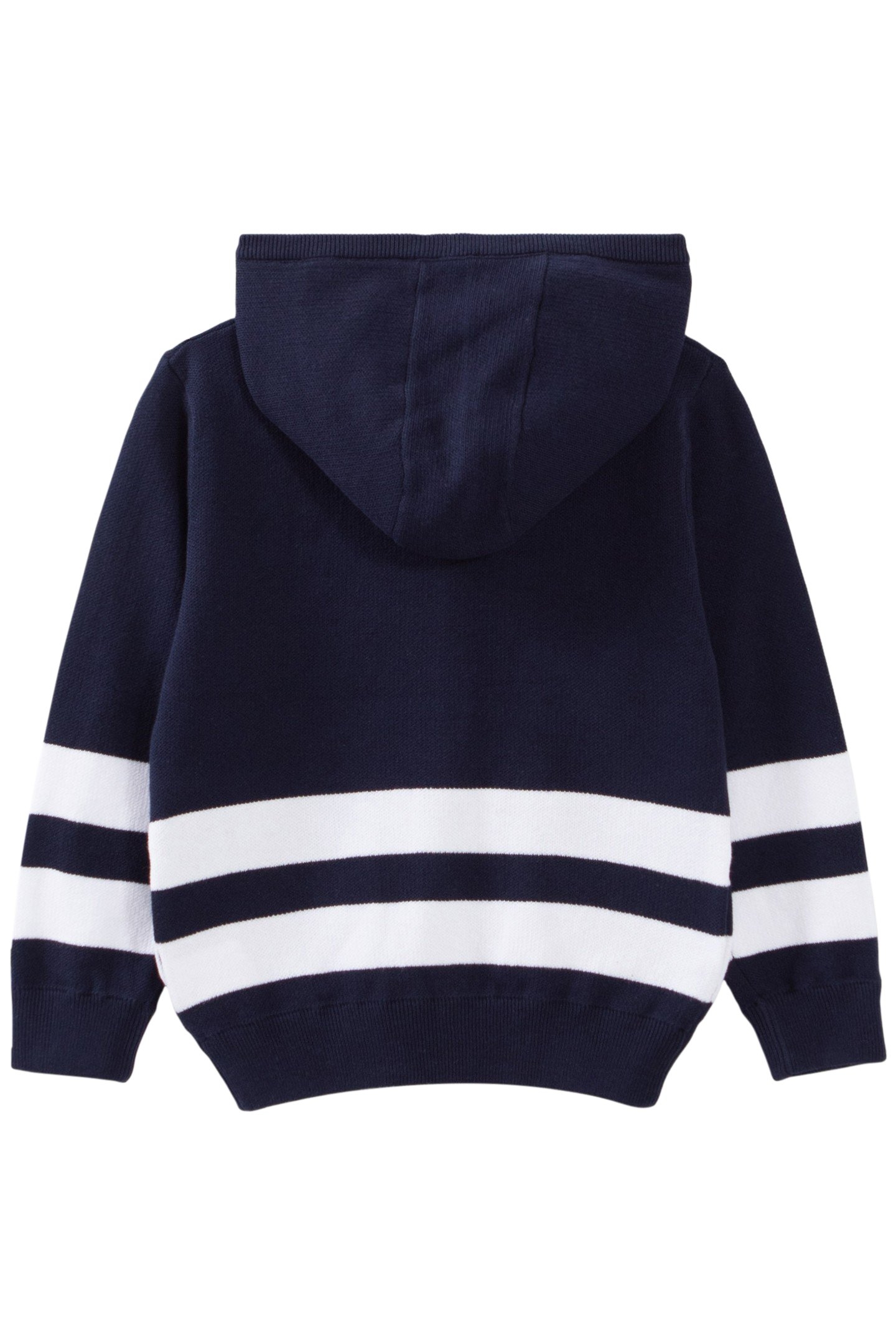 BOYS' NAVY KNIT CARDIGAN WITH WHITE STRIPES 2