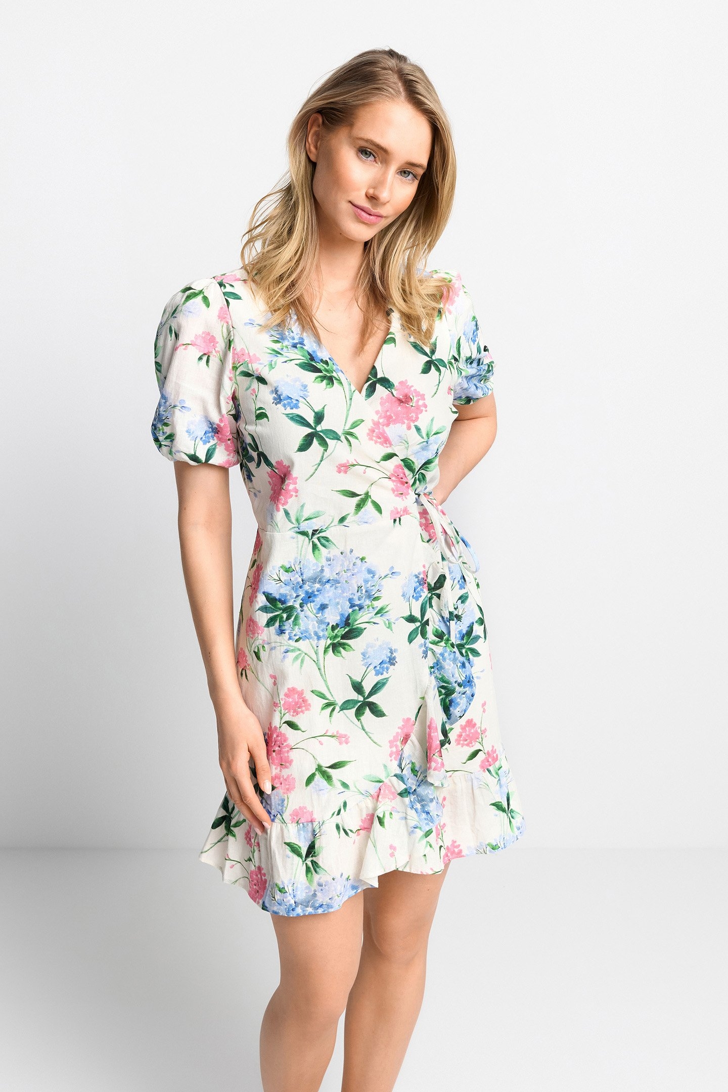 PRINTED MIDI DRESS SUSTAINABLE WHISPER WHITE 1