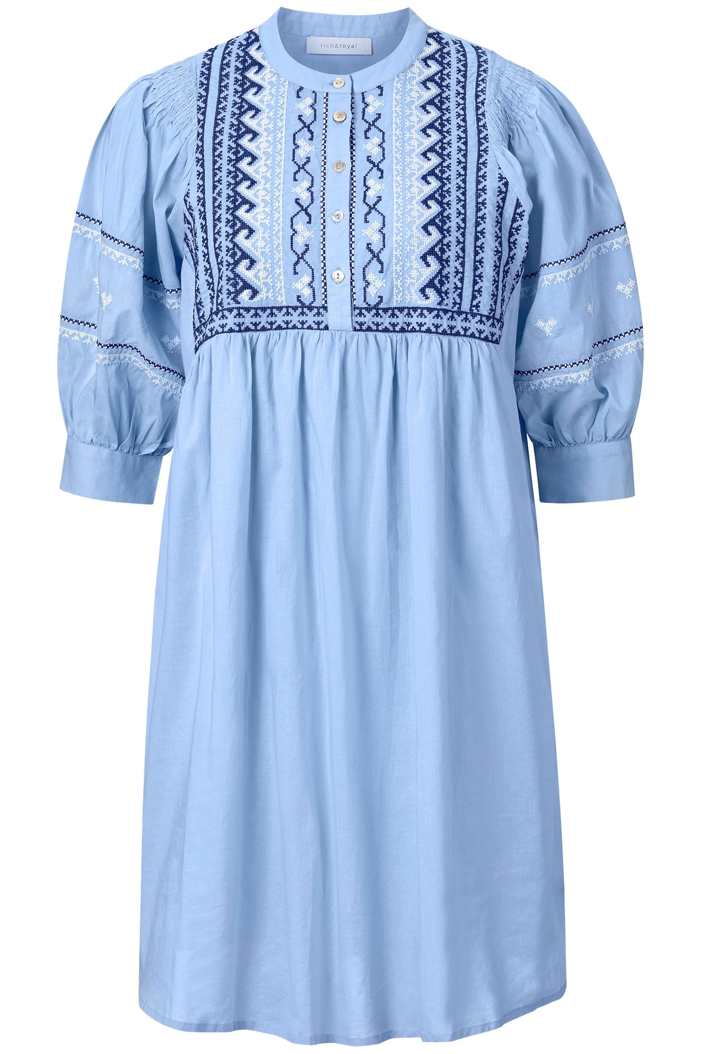 MINI DRESS WITH EMBROIDERY ORGANIC COTTON BLUE 3