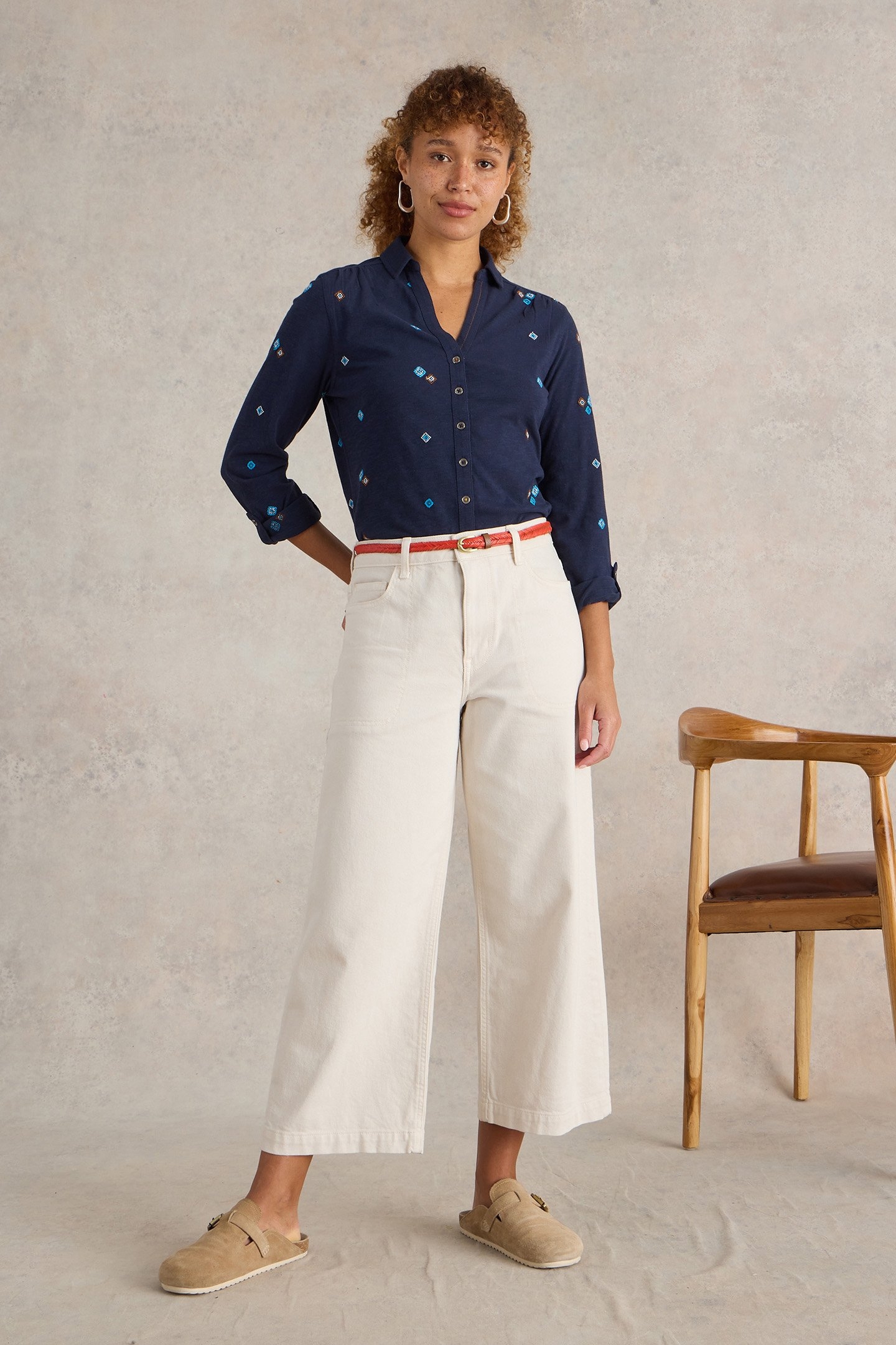 ANNIE EMBROIDERED SHIRT NAVY MULTI 1