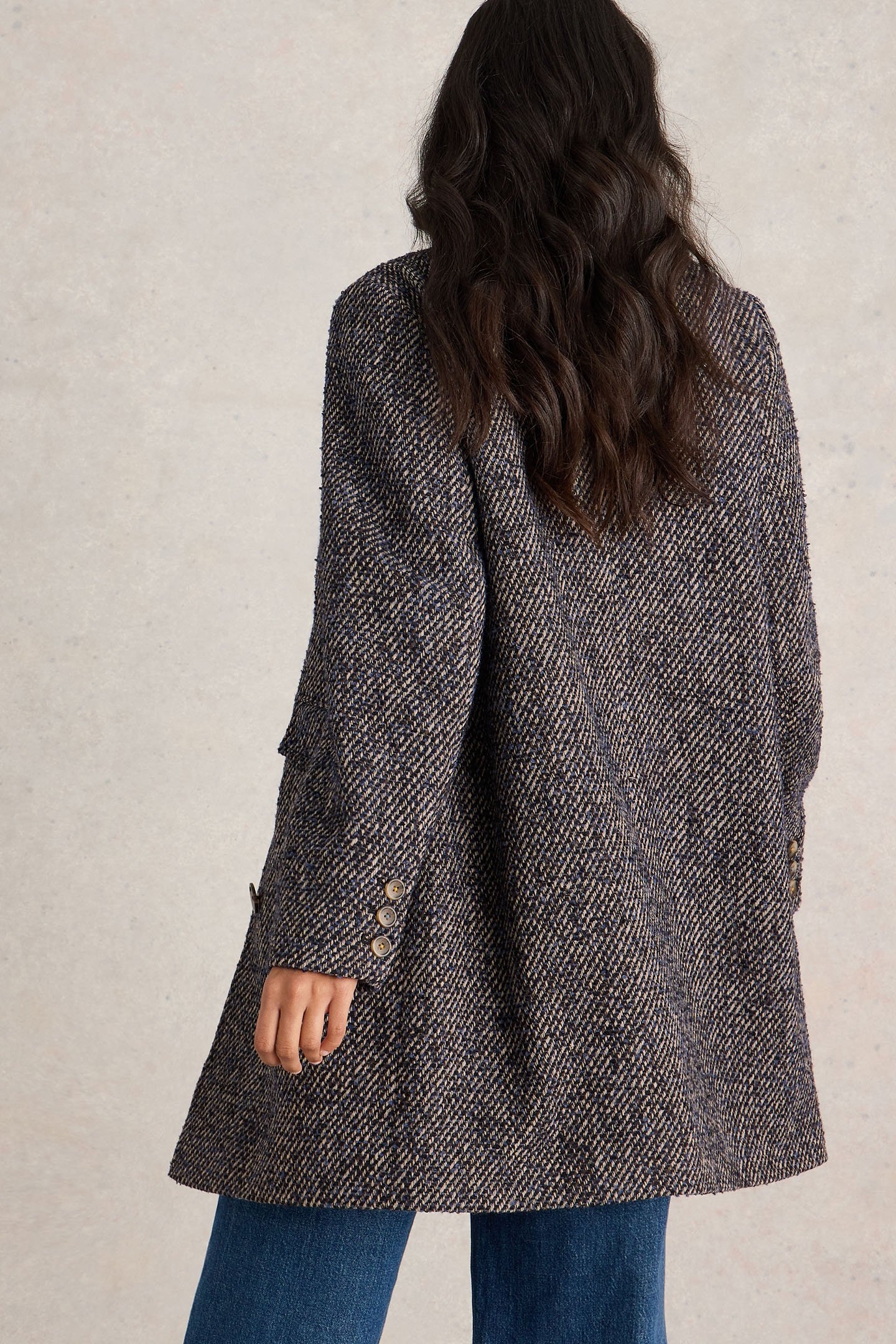 KARLA TWEEDY COAT NAVY MULTI 2