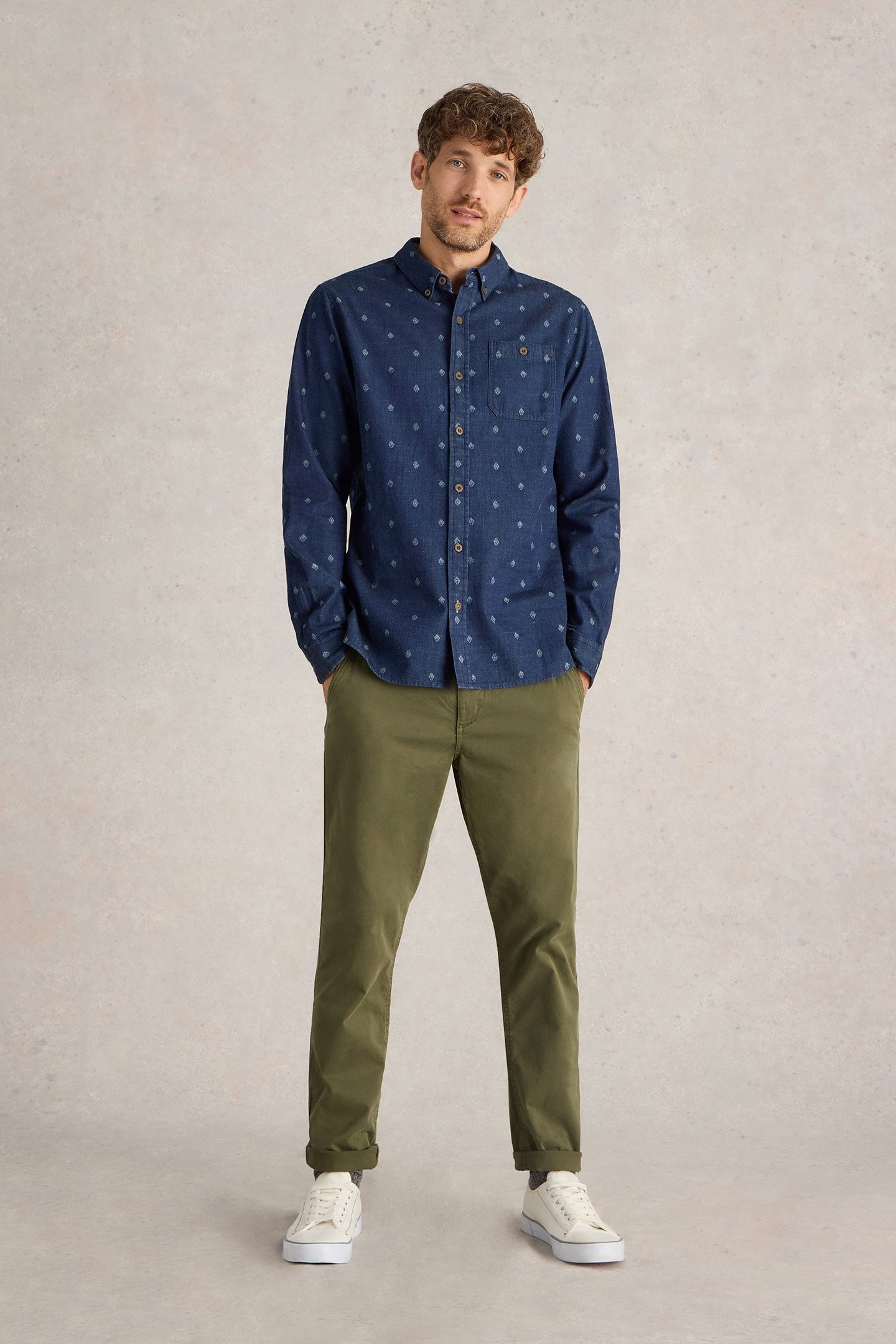 DENIM DOBBY SHIRT INDIGO BLUE 1