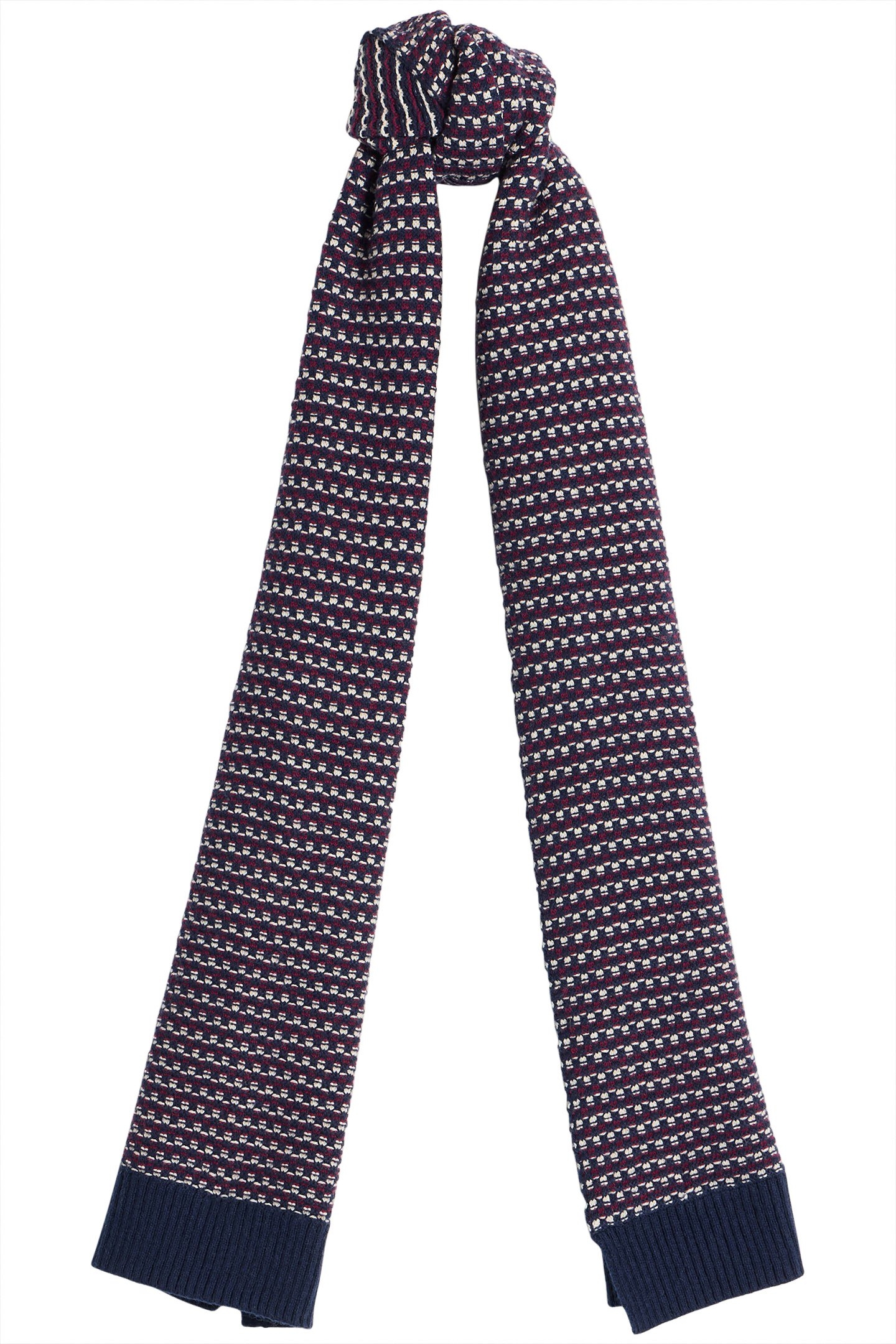 TUCK STITCH KNIT SCARF NAVY MULTI 1
