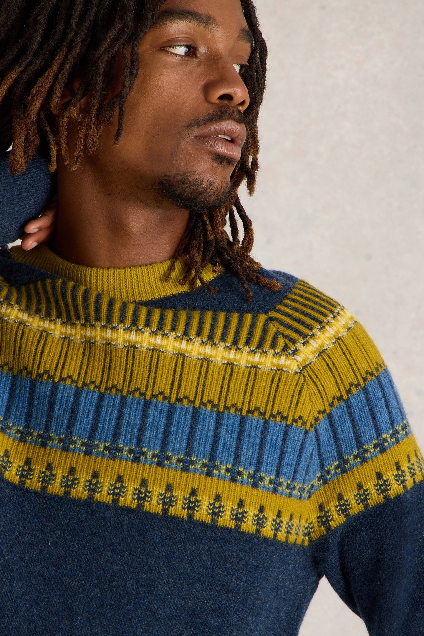 BLOCK FAIRISLE CREW NECK NAVY MULTI 5