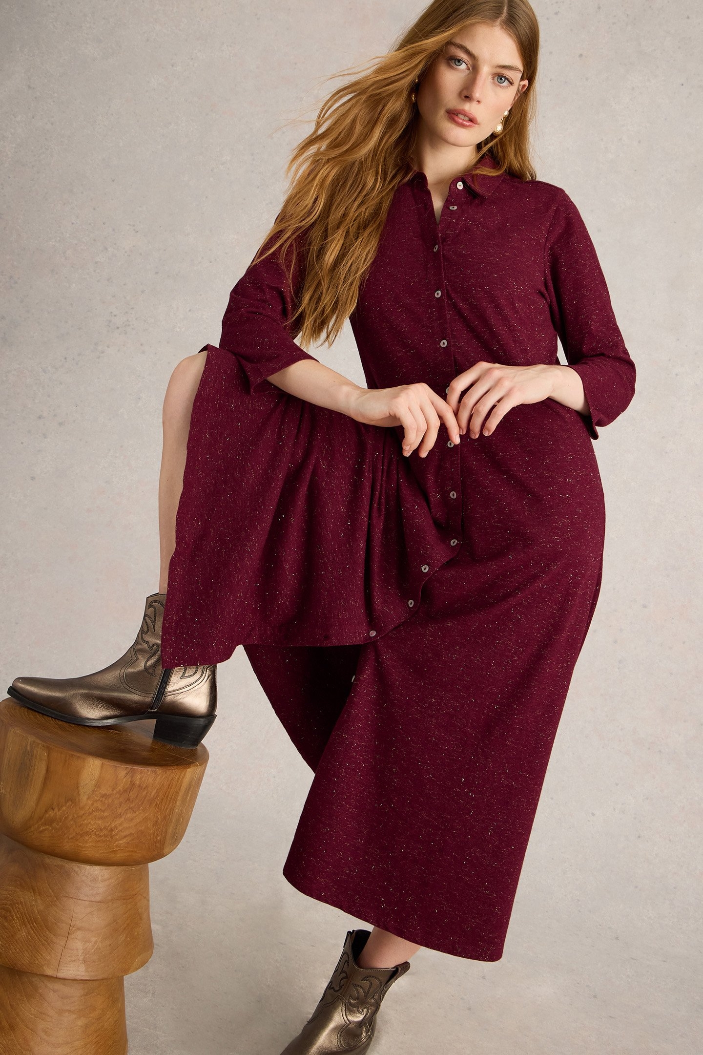 RUA SPARKLE JERSEY DRESS DARK PLUM 4