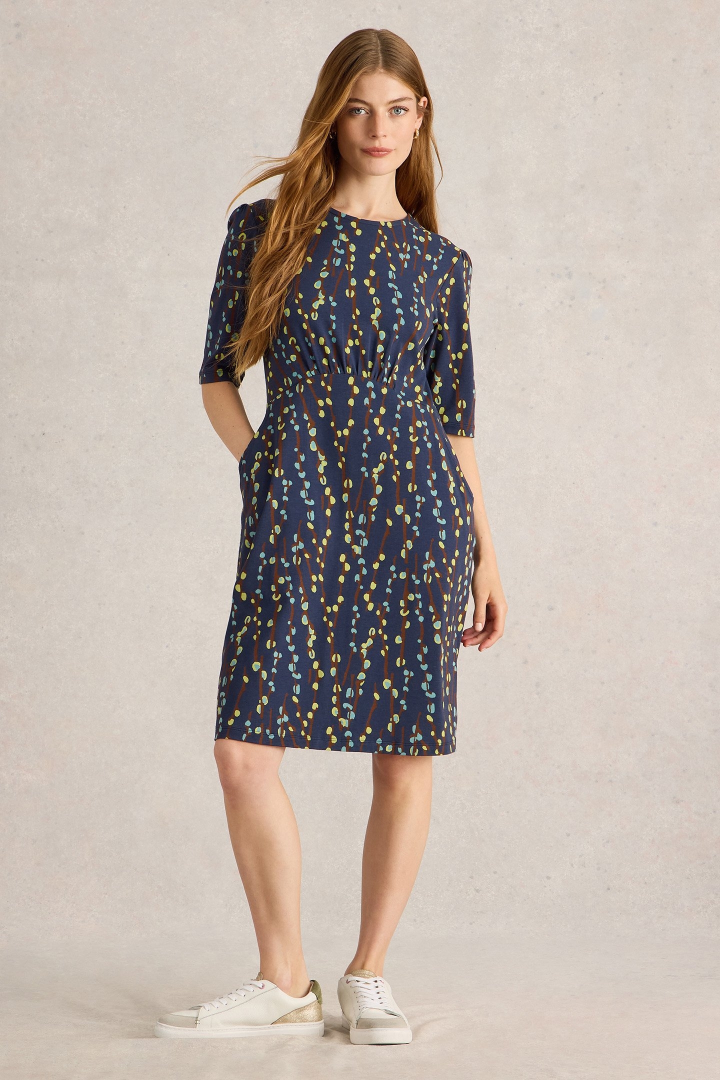 OLIVIA JERSEY DRESS NAVY PRINT 1