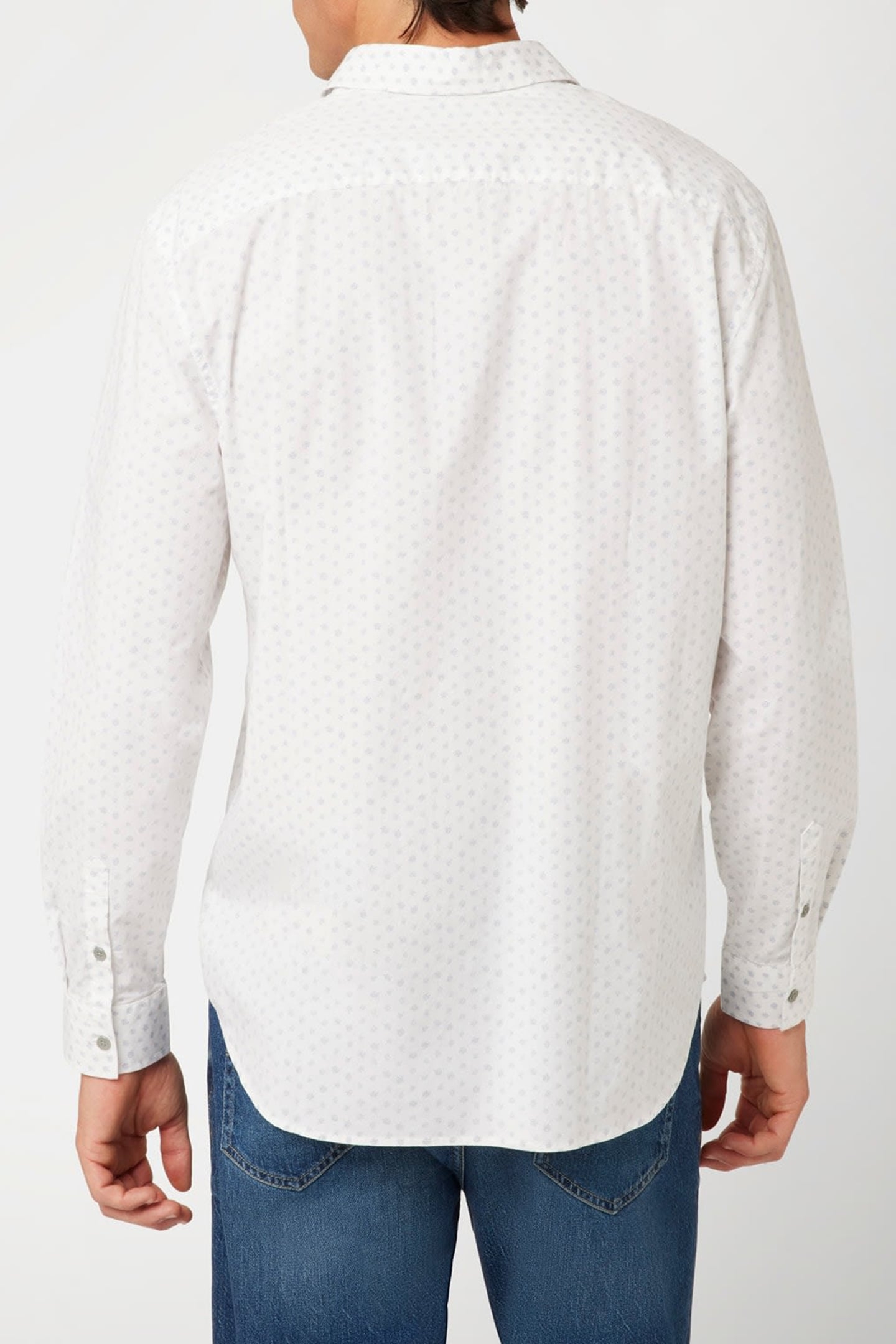 GUESS ECO LS COLLIN SHIRT MICRO FLOWER AOP WHI 2