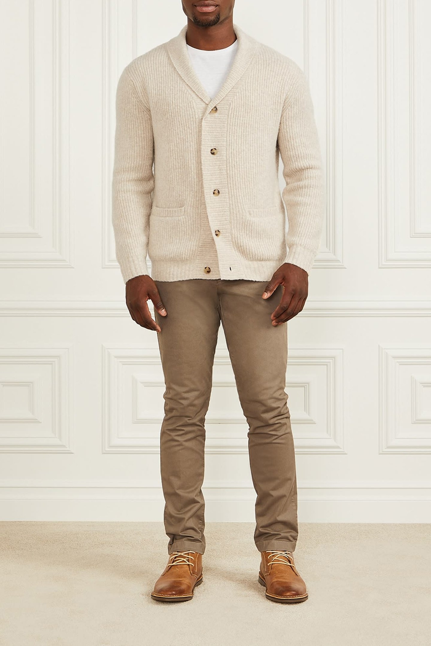 LS SHAWL NECK CARDI VANILLA BEIGE HEATHE 3