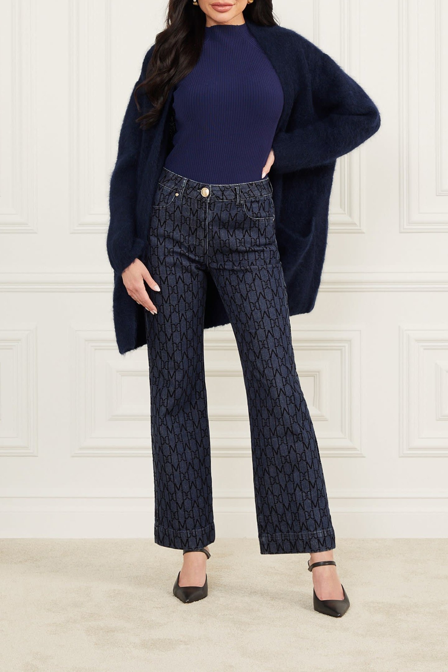 BEA 5 PKT MONOGRAM FLOCK BLUE 3